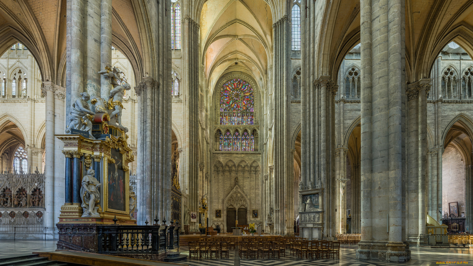 amiens, cathedral, , france, интерьер, убранство, , роспись, храма, храм, католицизм