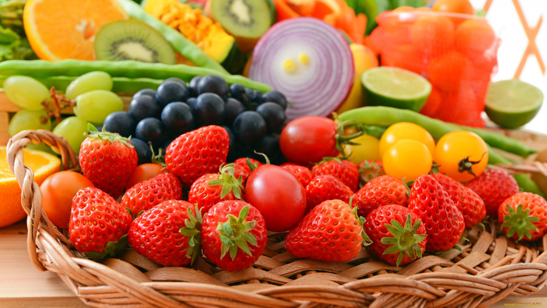 еда, фрукты, и, овощи, вместе, berries, овощи, vegetables, клубника, помидоры, fruits, виноград, fresh, ягоды, фрукты