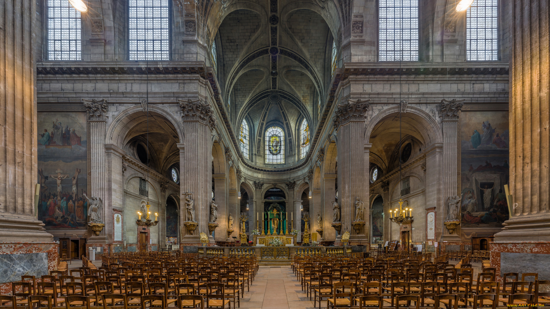 saint, sulpice, church, , paris, , france, интерьер, убранство, , роспись, храма, храм, католицизм