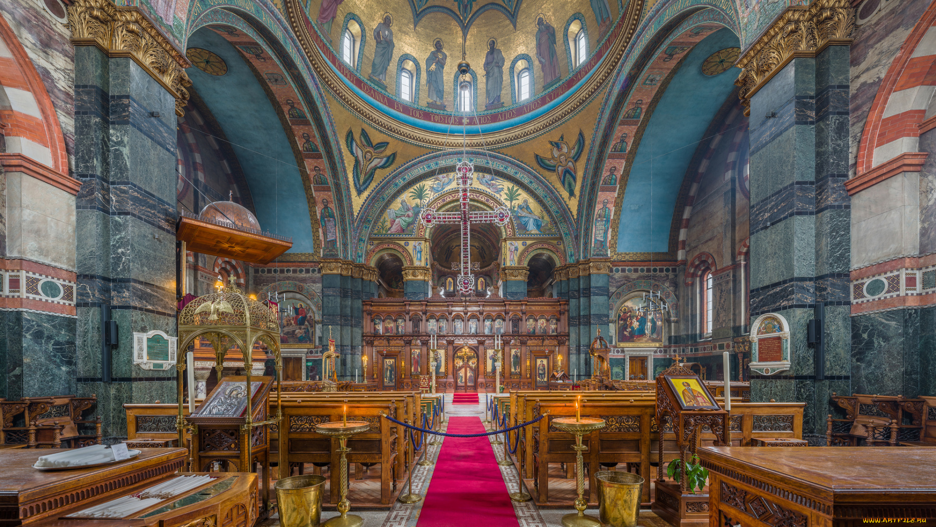 st, sophia, greek, orthodox, cathedral, , london, интерьер, убранство, , роспись, храма, храм, католицизм