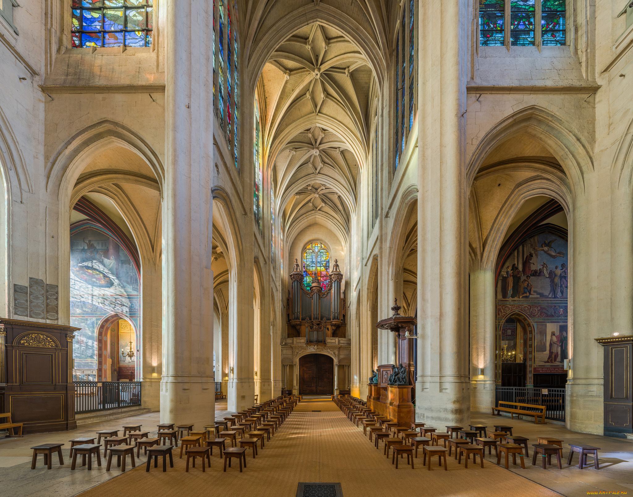 church, of, st-gervais-et-st-protais, , paris, , france, интерьер, убранство, , роспись, храма, храм, католицизм