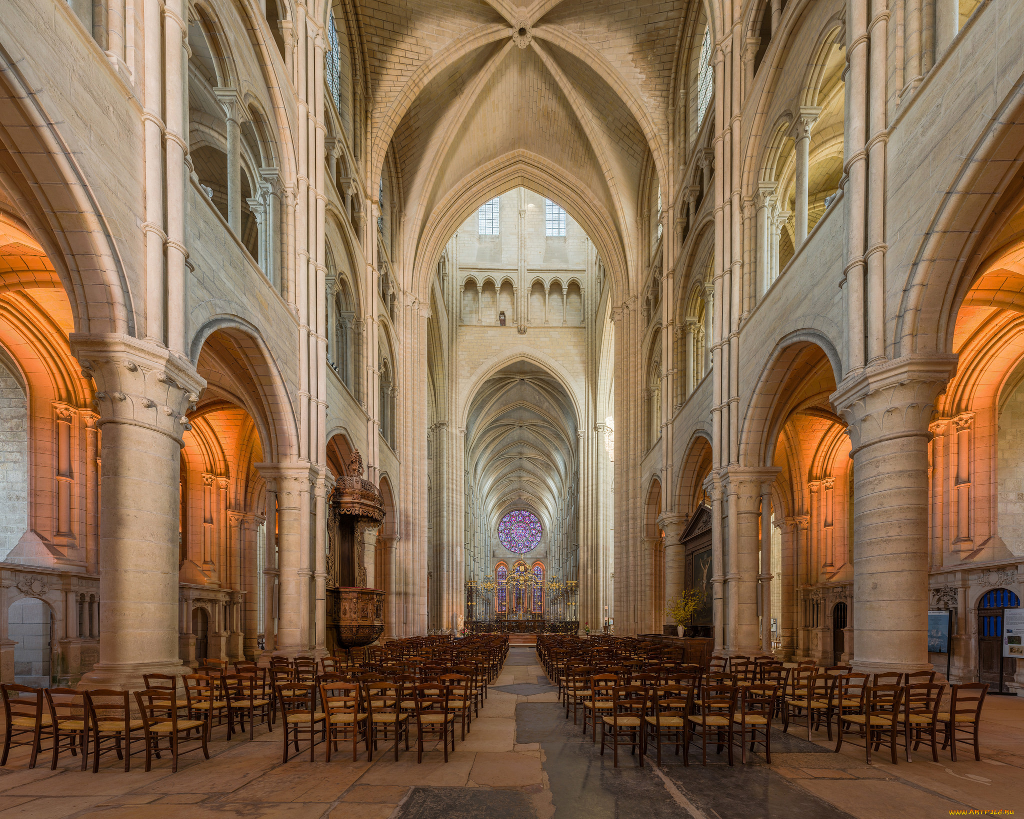 nave, of, laon, cathedral, , france, интерьер, убранство, , роспись, храма, храм, католицизм