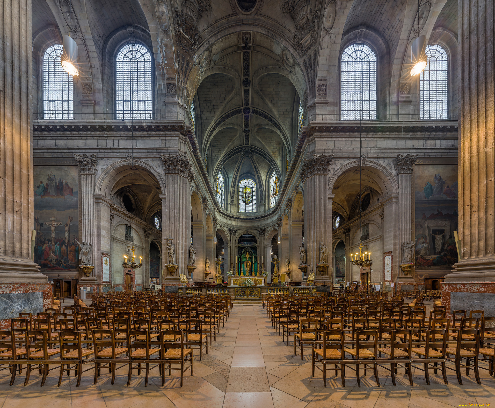 saint, sulpice, church, , paris, , france, интерьер, убранство, , роспись, храма, храм, католицизм