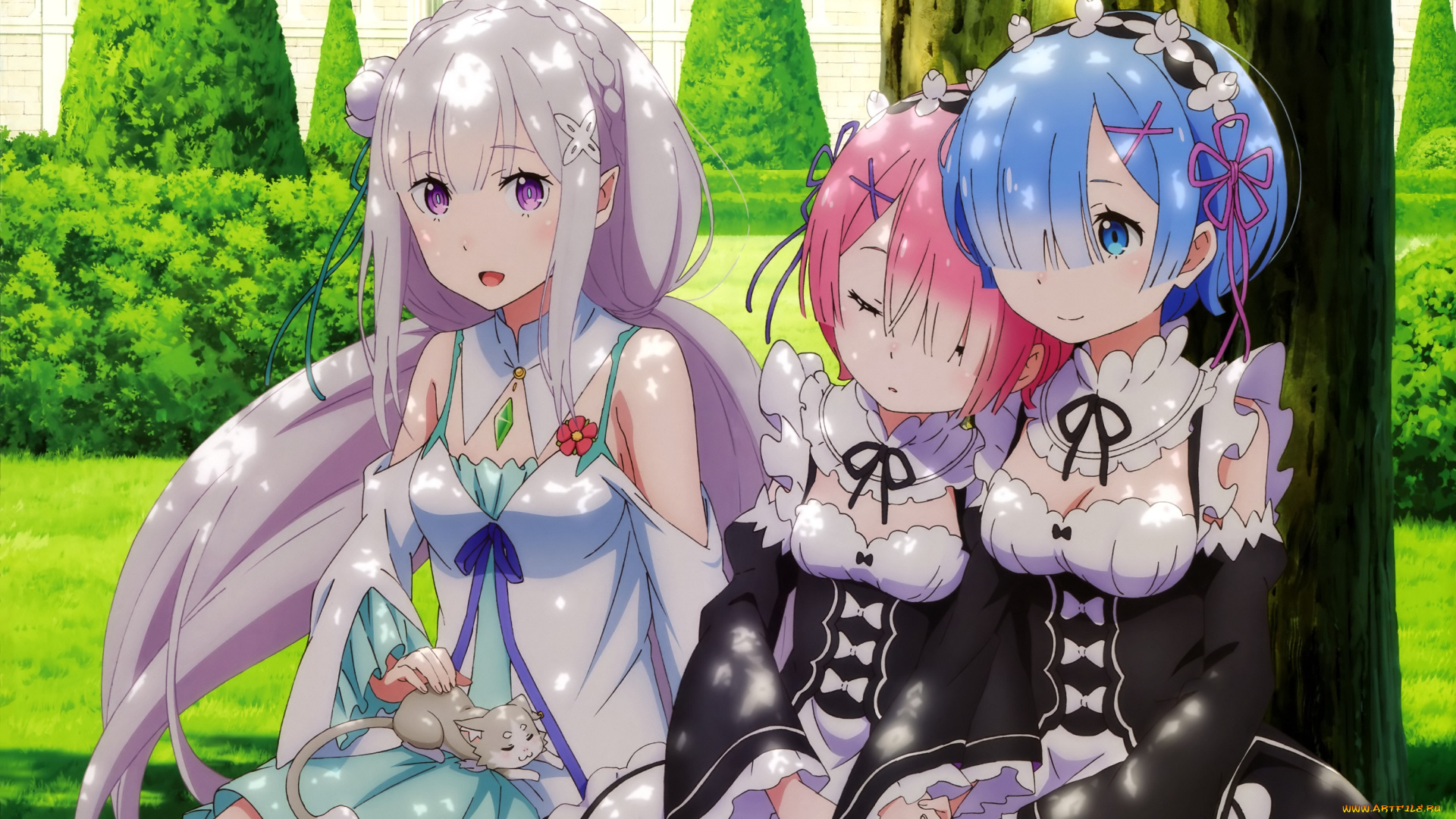 аниме, re, , zero, kara, hajimeru, isekai, seikatsu, девушки