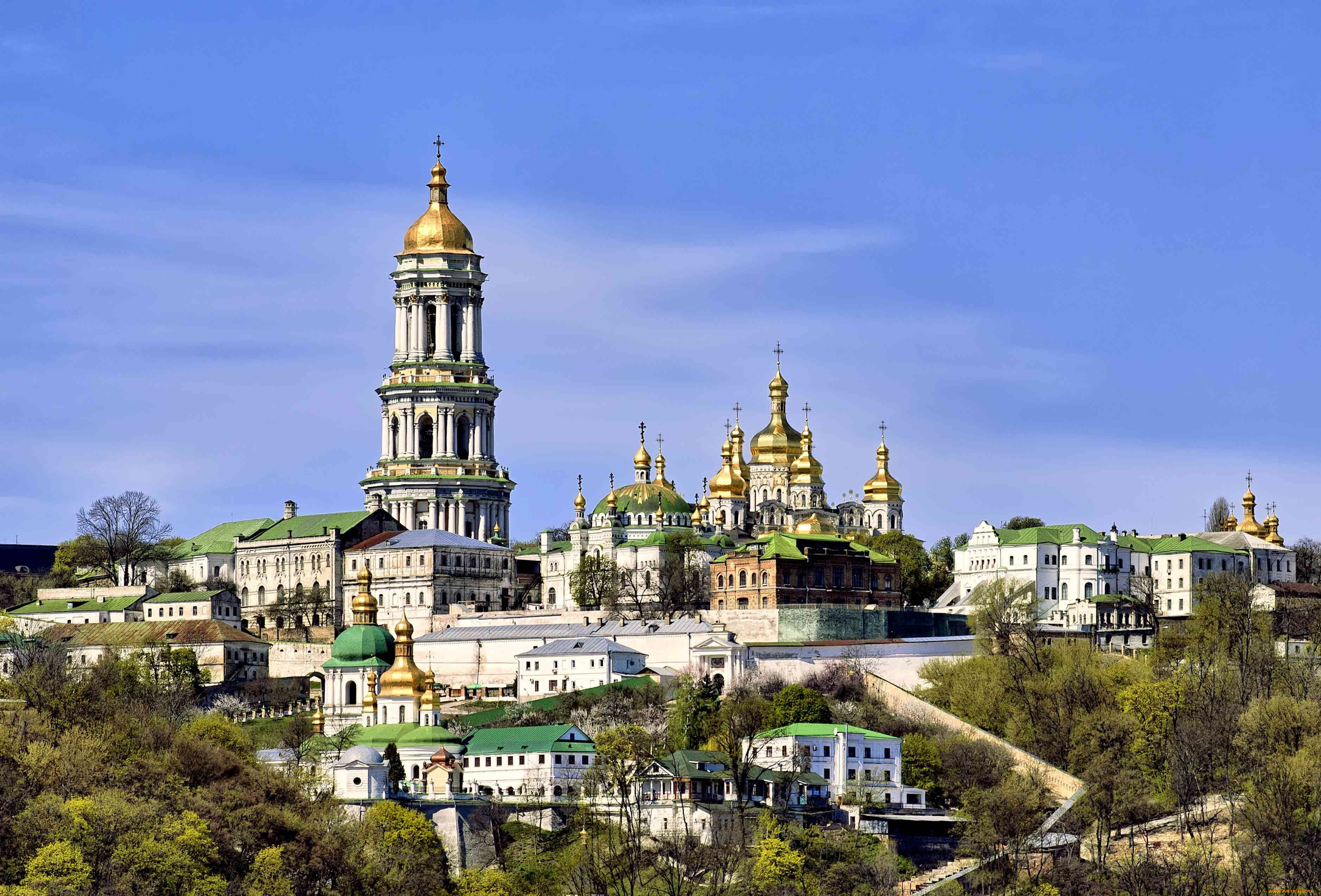 киев, города, -, православные, церкви, , монастыри, киево-печерская, лавра, фото, с, набережной, старый, город