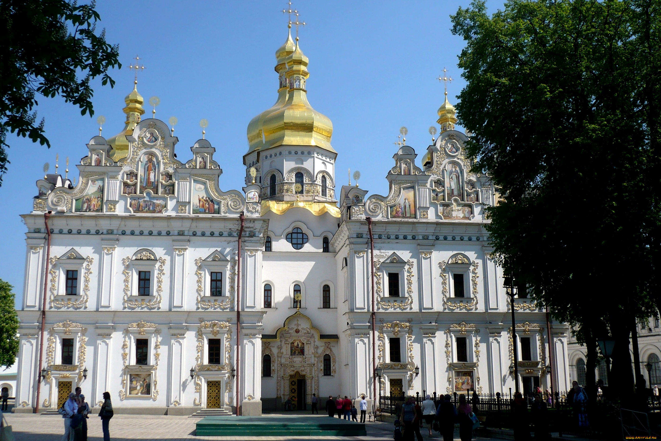 успенский, собор, киево, печерской, лавры, города, киев, украина, купола, кресты, роспись, позолота