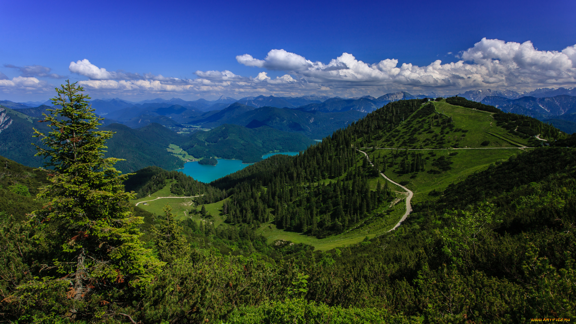 bavarian, alps, germany, природа, горы, панорама, леса, озеро, германия, баварские, альпы