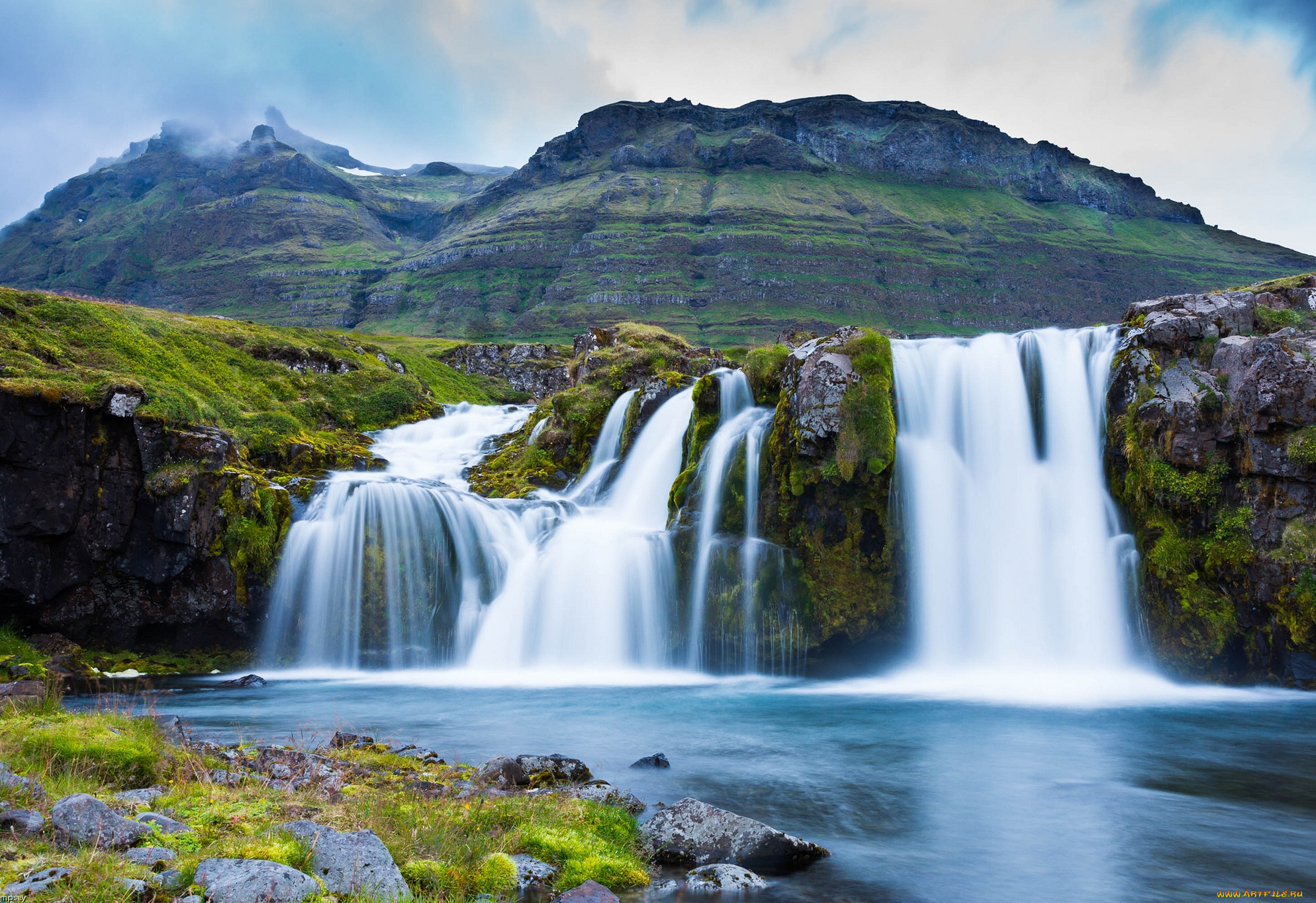 kirkjufoss, grundarfjordur, iceland, природа, водопады, грюндарфьёрдюр, исландия, горы