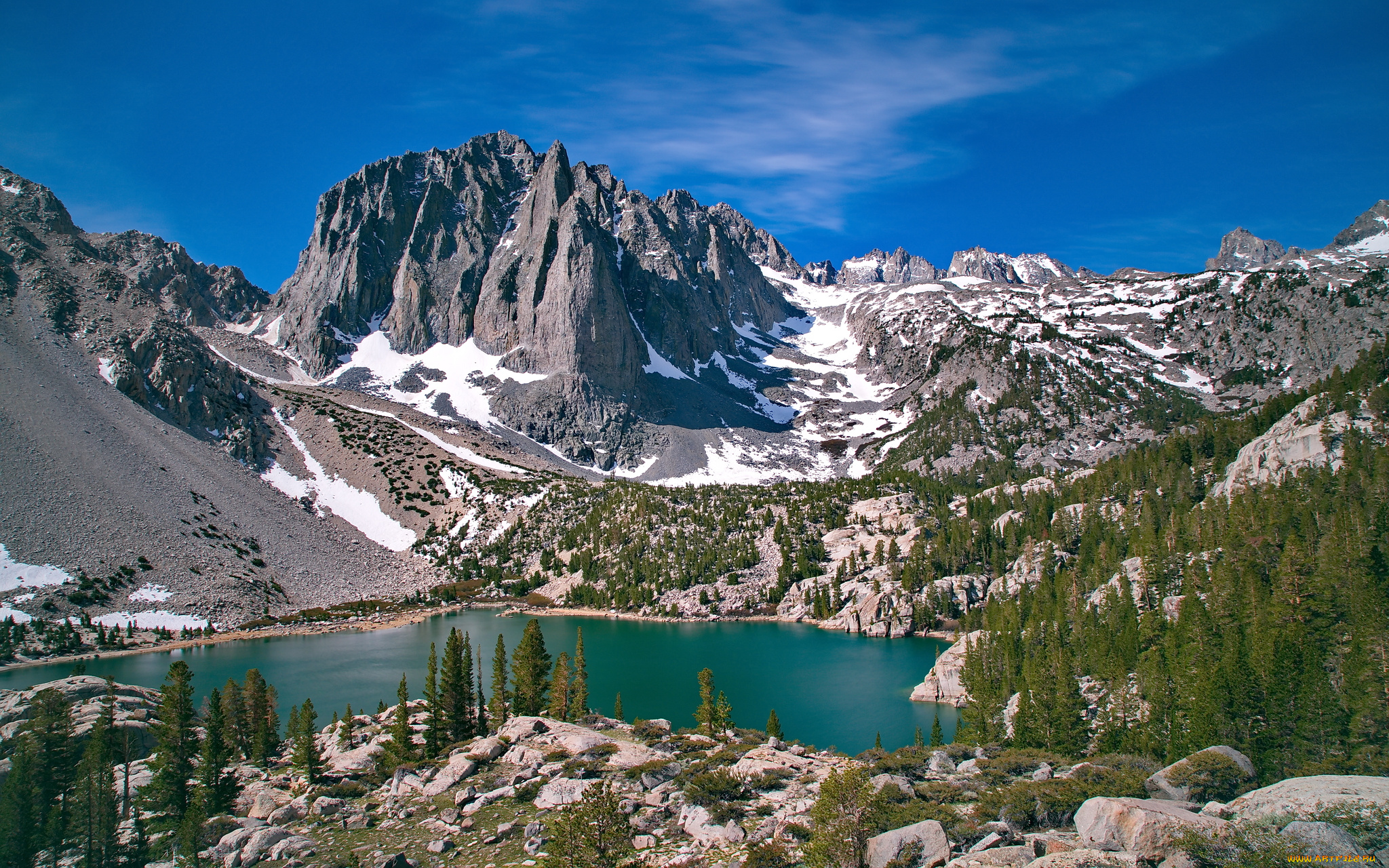 temple, crag, third, lake, california, природа, реки, озера, калифорния, горы, склоны, деревья, palisades, glacier, john, muir, wilderness