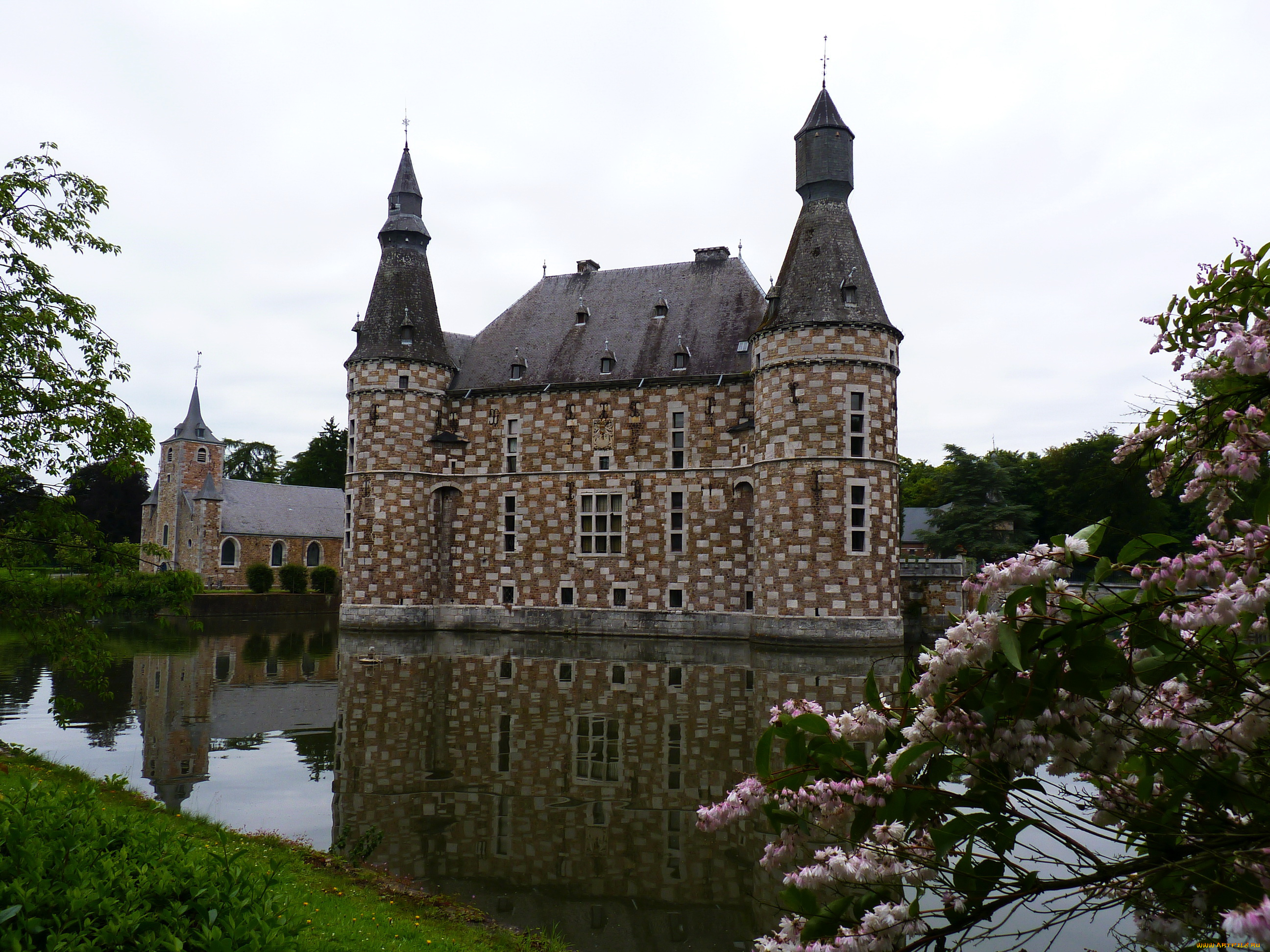 бельгия, замок, jehay, города, дворцы, замки, крепости, водоем