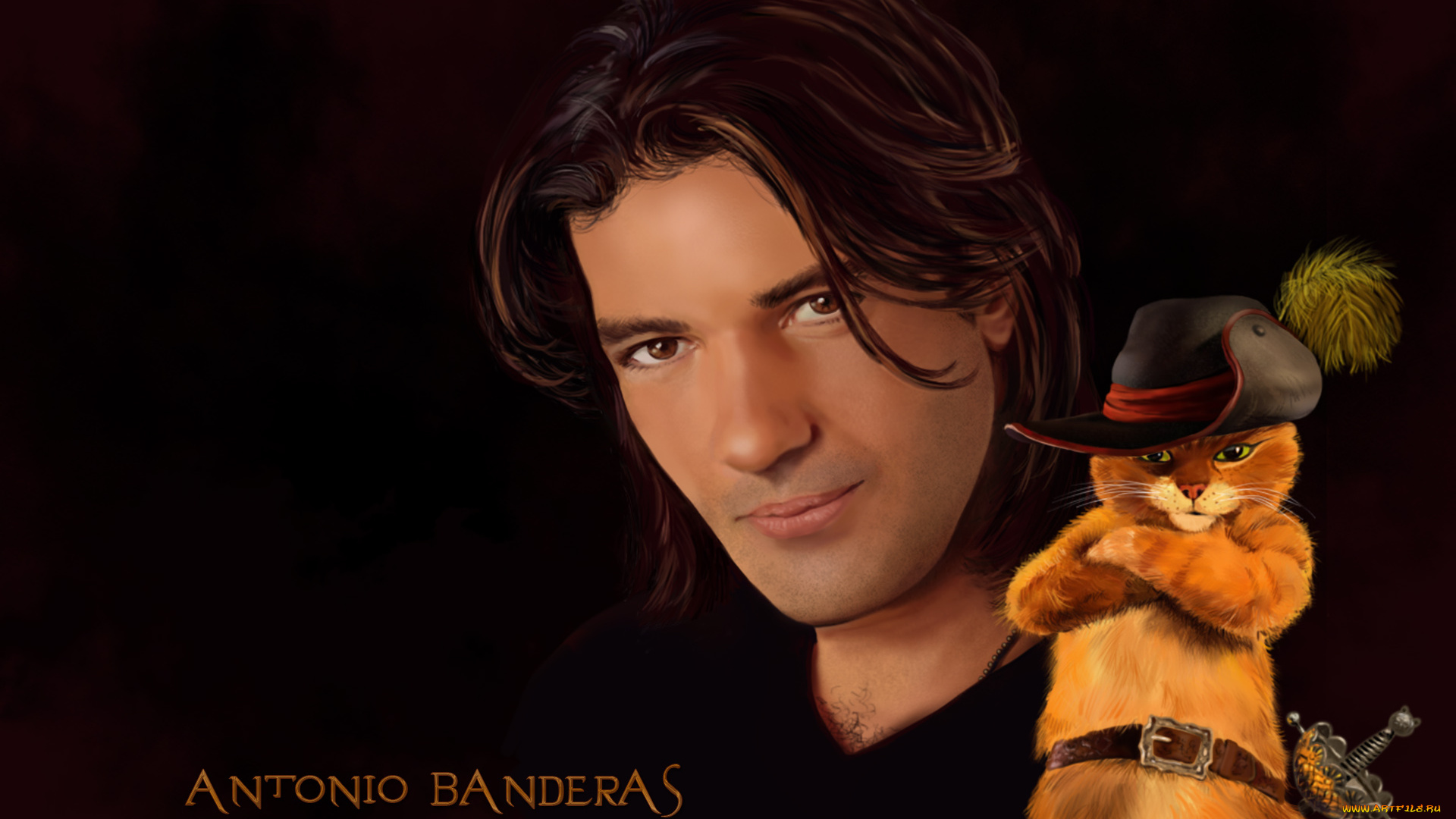 antonio, banderas, рисованные, люди, кот, в, сапогах, antonio, banderas