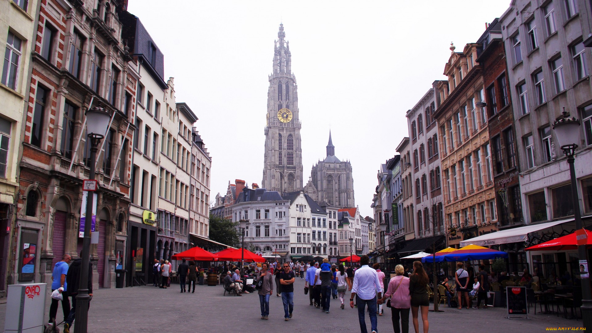 города, антверпен, , бельгия, туристы, пешеходная, улица
