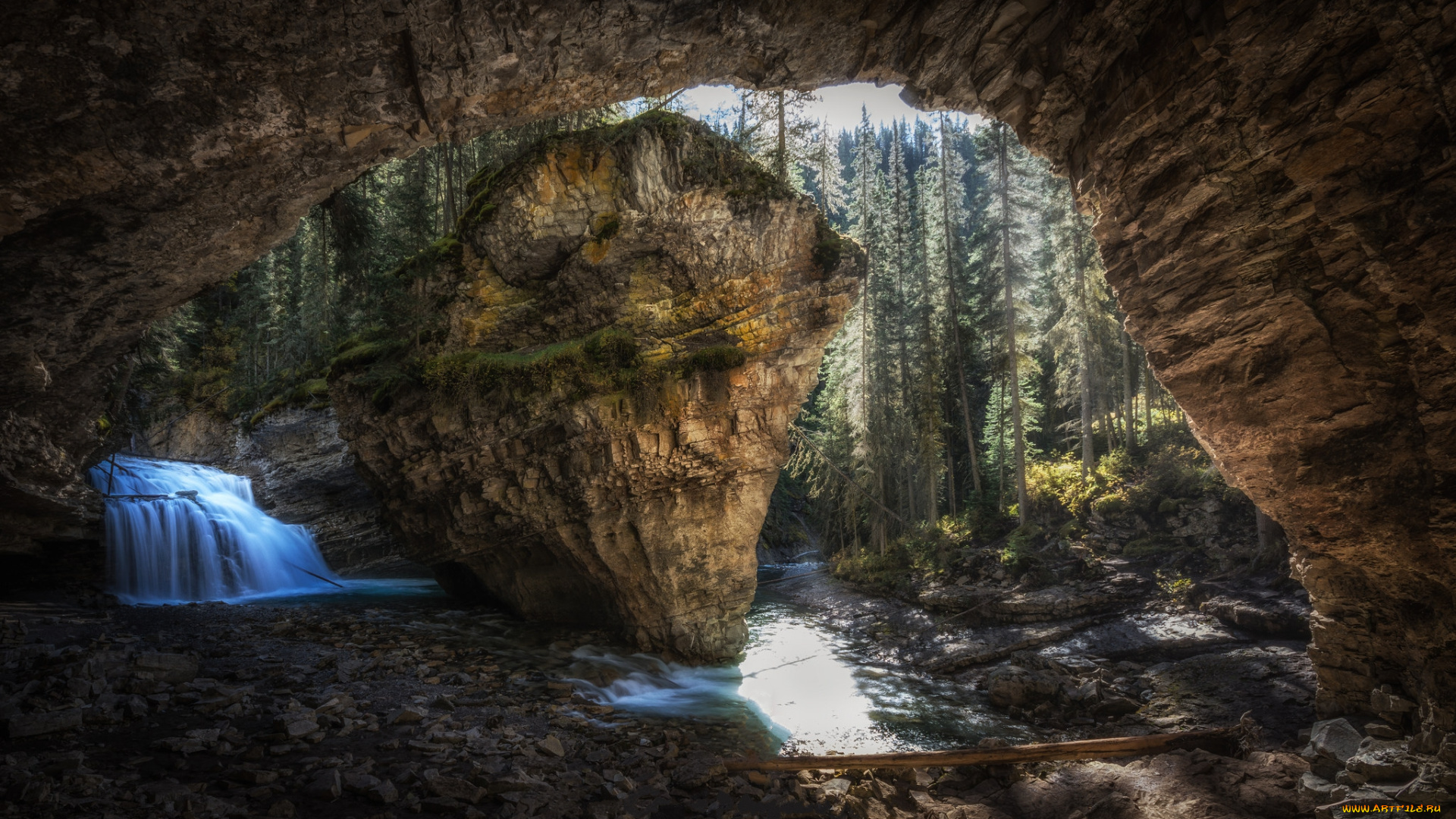 природа, водопады, водопад, река, лес