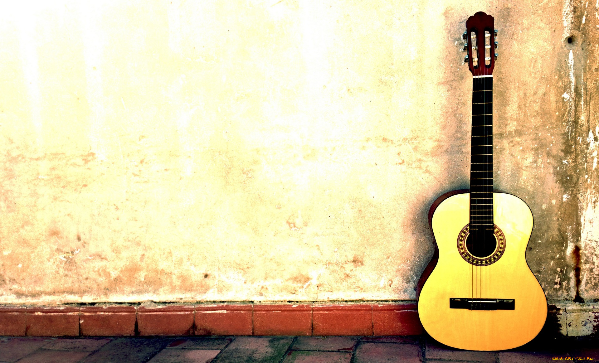 музыка, -музыкальные, инструменты, стена, гитара