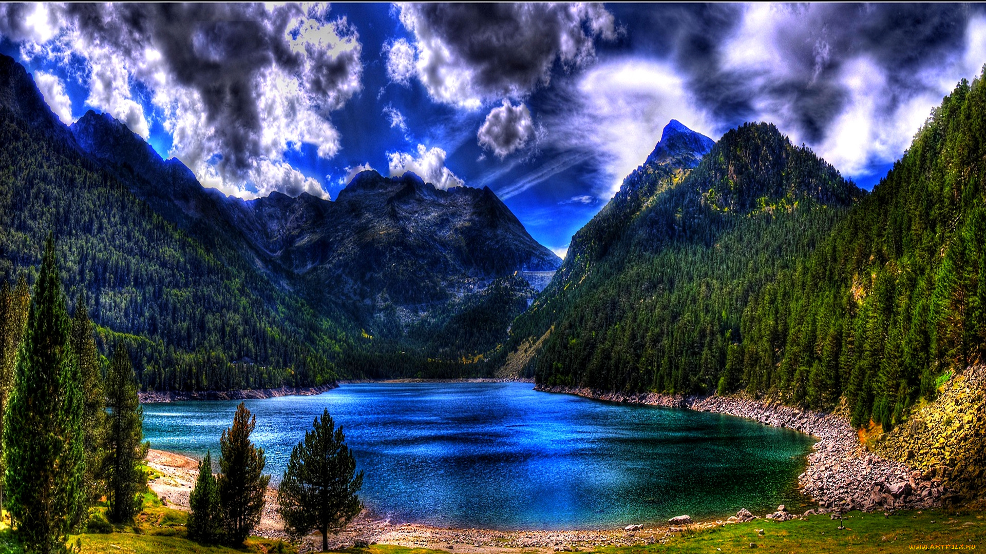 lake, view, природа, реки, озера, горы, простор, озеро, леса