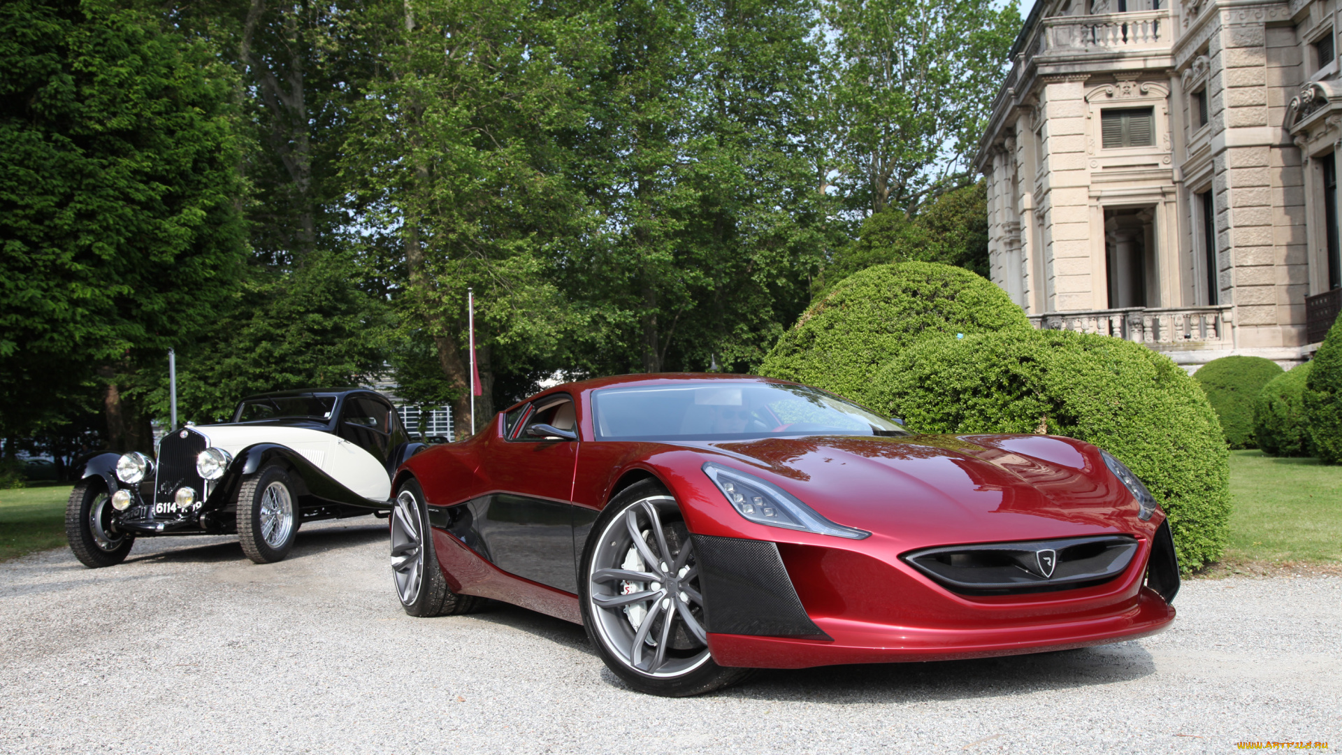 rimac, concept, one, and, 1933, alfa, romeo, 6c, 1750, gran, sport, figoni, coupe, автомобили, разные, вместе