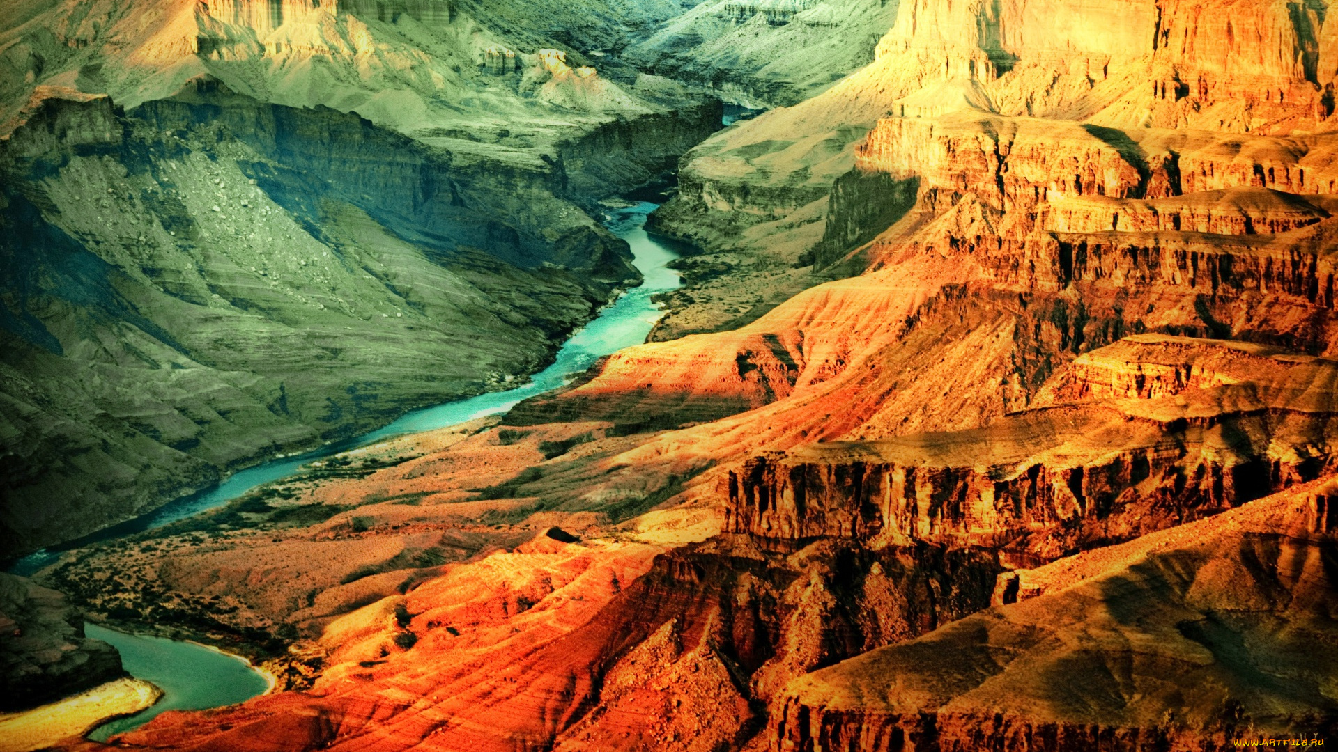 river, in, grand, canyon, природа, горы, река, каньон, большой