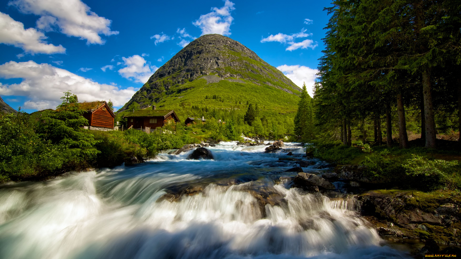 valldalen, norway, природа, реки, озера, пейзаж, гора, поток, лес, деревья, река, норвегия