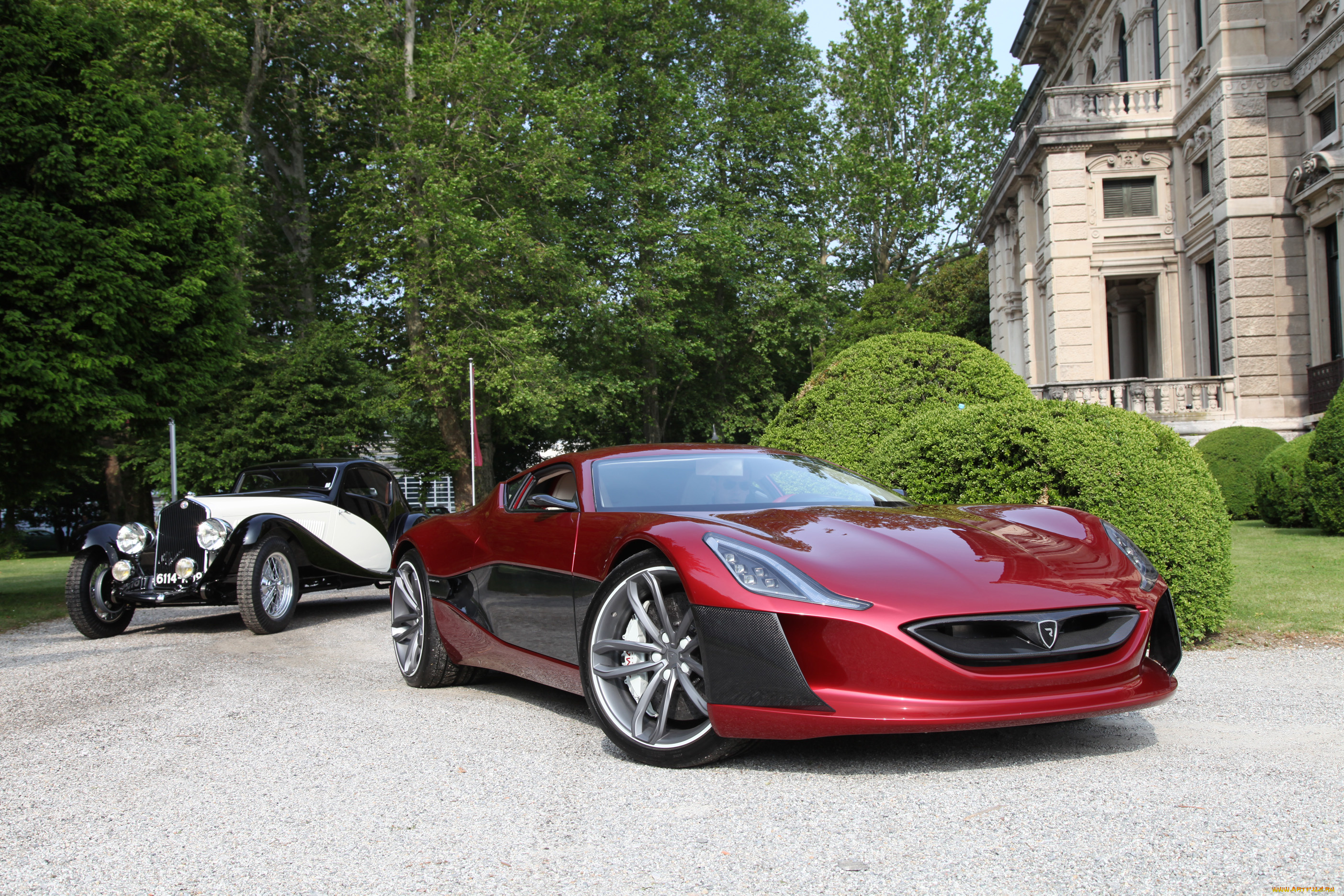 rimac, concept, one, and, 1933, alfa, romeo, 6c, 1750, gran, sport, figoni, coupe, автомобили, разные, вместе