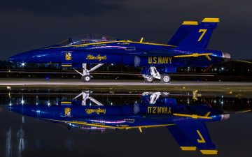 Картинка «голубые ангелы» авиация боевые самолёты gилотажная группа вмс сша ночь стоянка