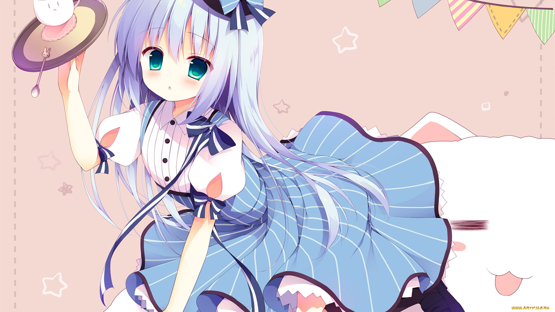 аниме, gochuumon, wa, usagi, desu, ka, фон, взгляд, девушка