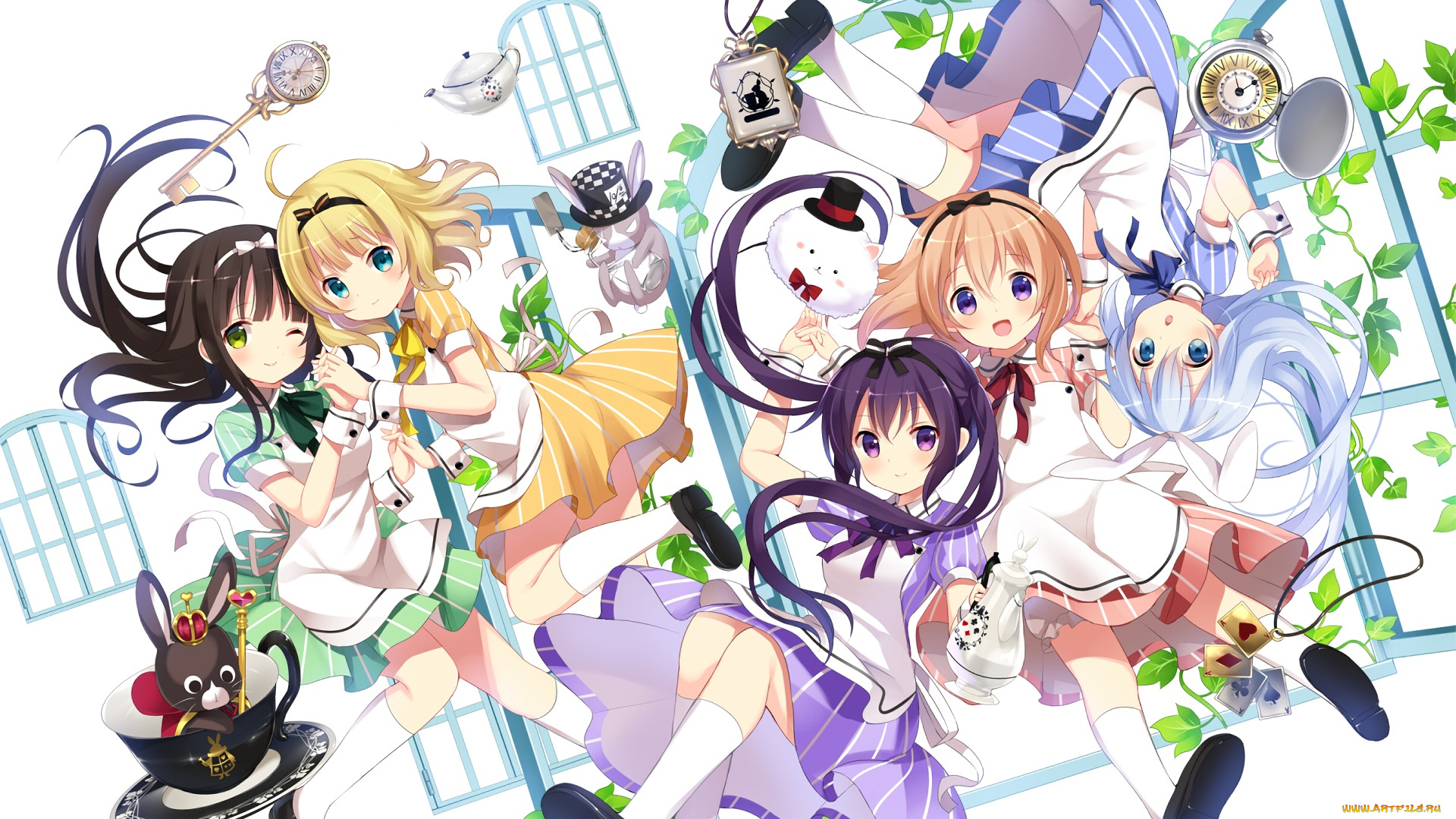 аниме, gochuumon, wa, usagi, desu, ka, фон, взгляд, девушки