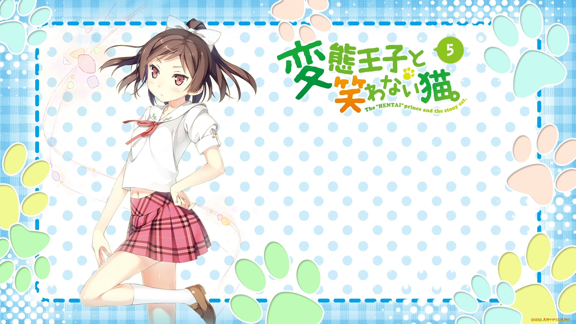 аниме, henneko, девушка, взгляд, фон