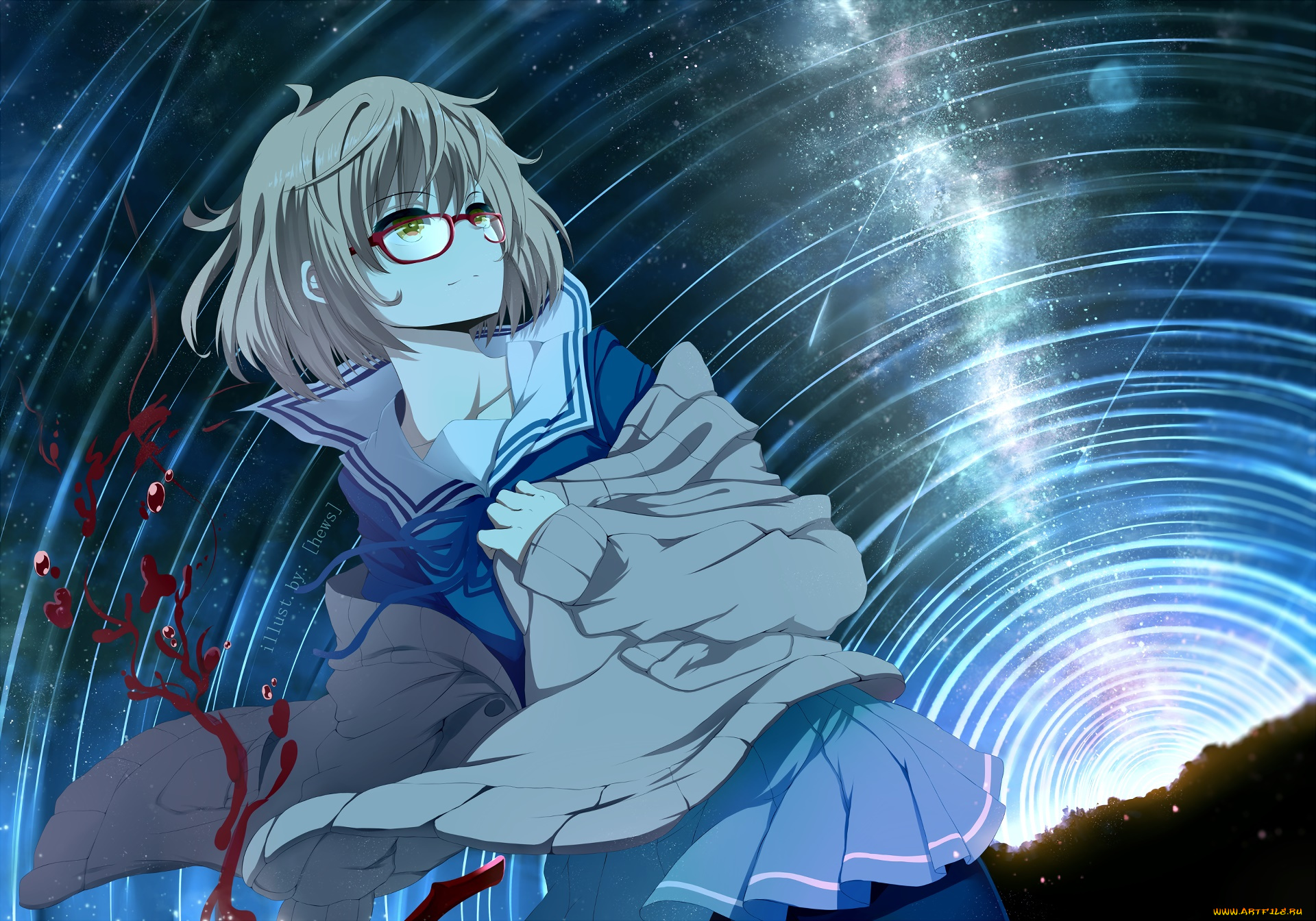 kyoukai, no, kanata, аниме, взгляд, девушка, фон