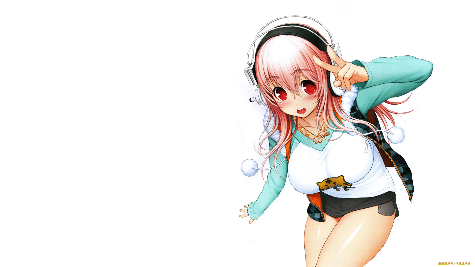 super, sonico, аниме, фон, взгляд, девушка