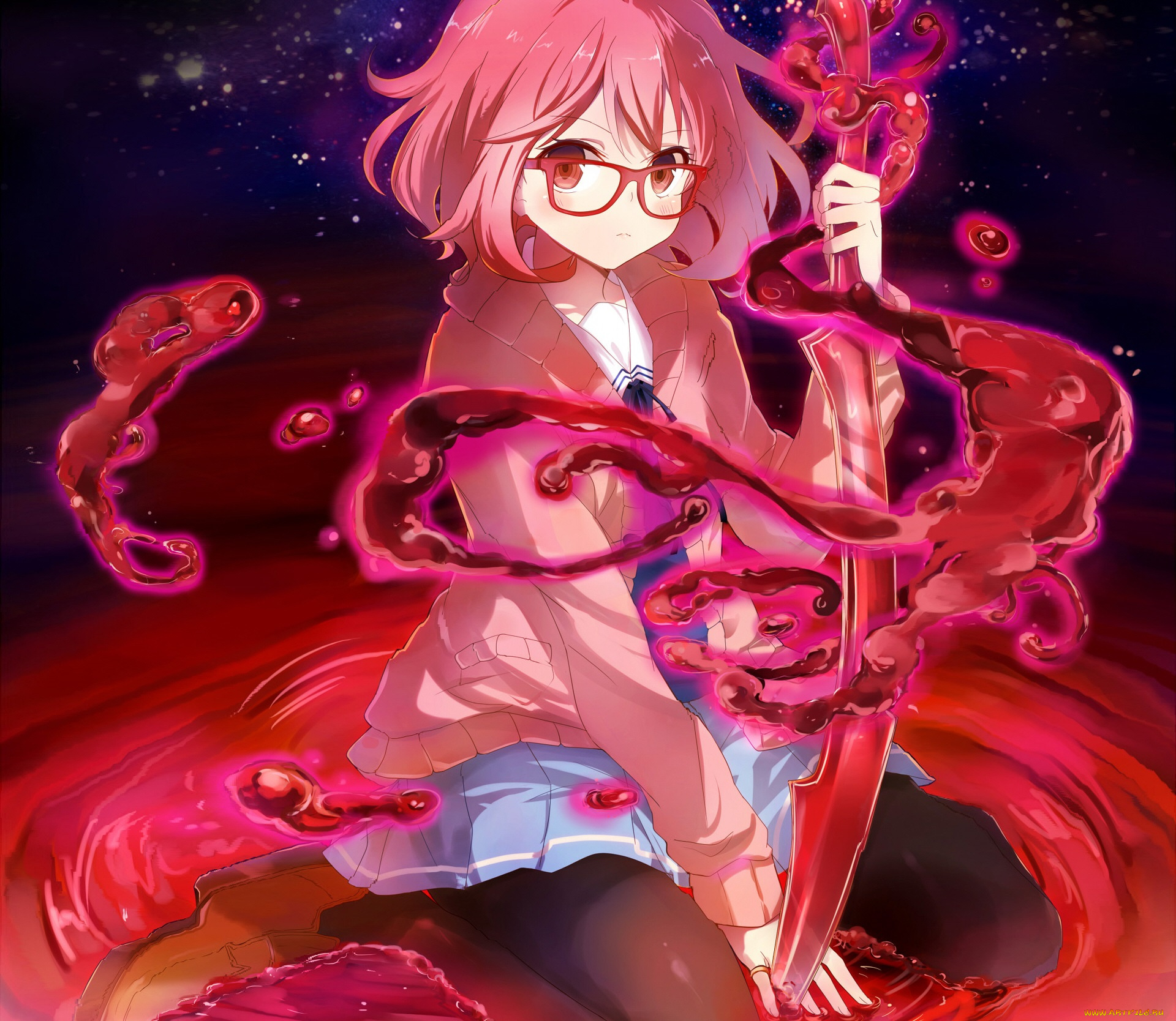 аниме, kyoukai, no, kanata, мирай