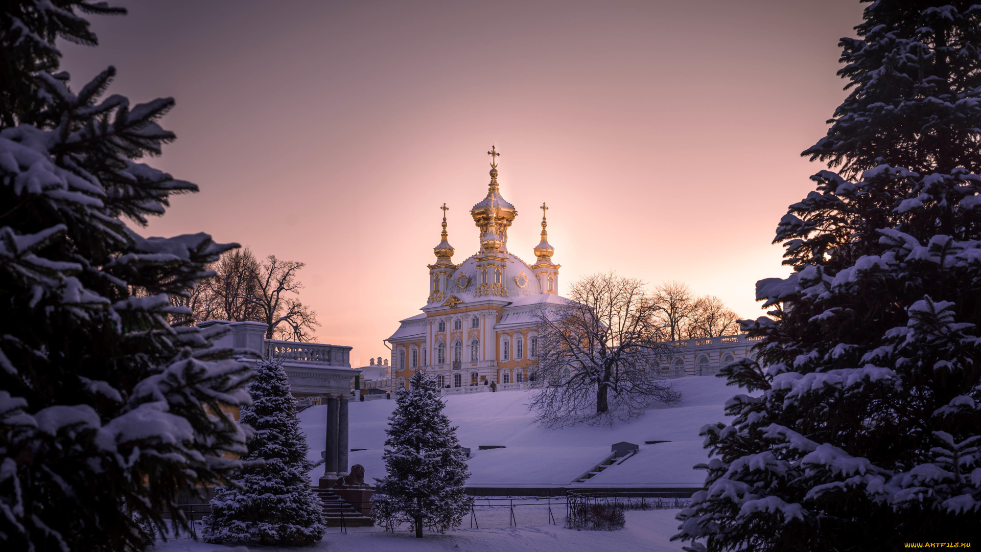 города, санкт-петербург, , петергоф, , россия, санкт, петербург, петергоф, замок, парк, зима, снег, золотые, башни