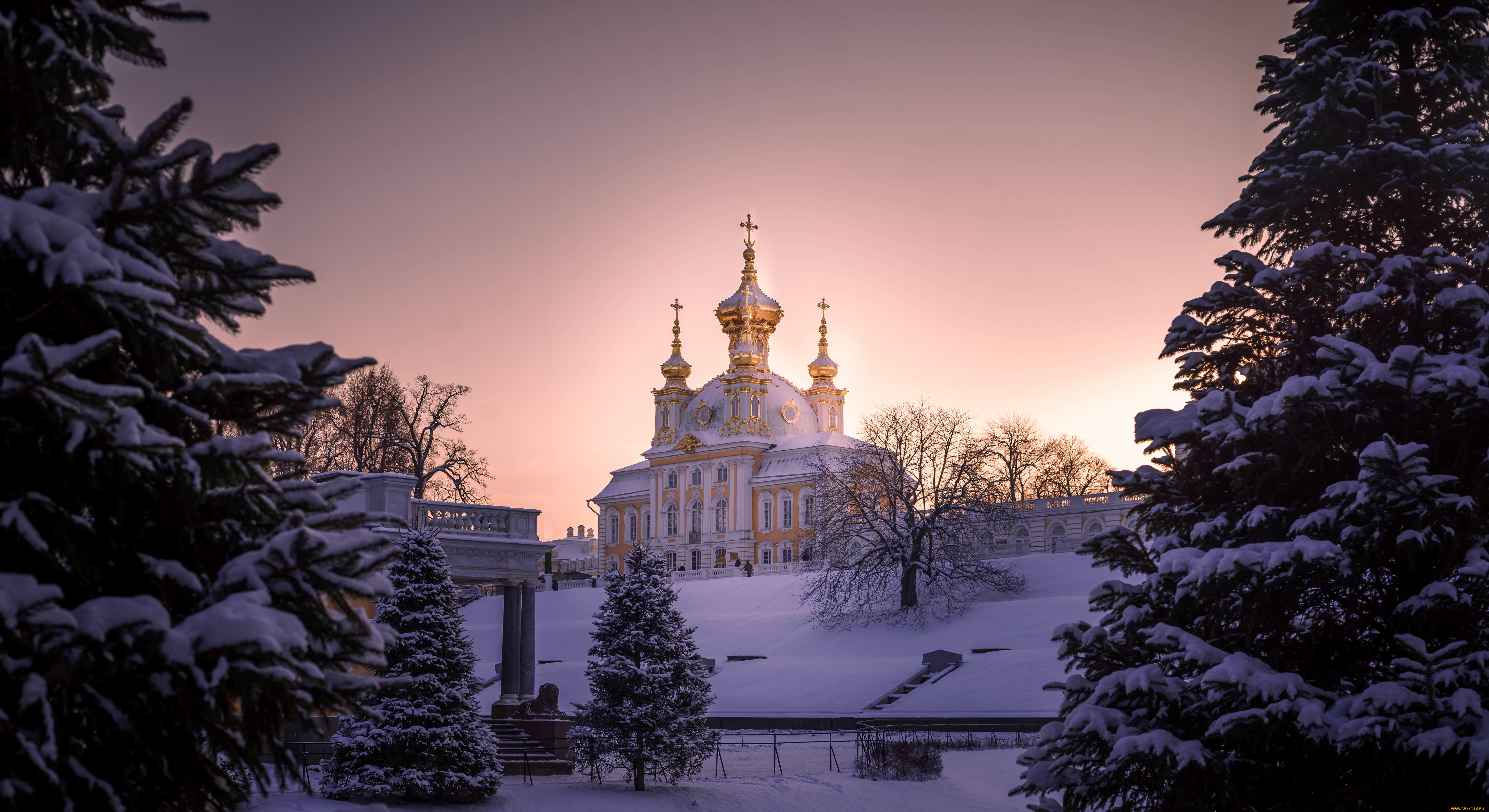 города, санкт-петербург, , петергоф, , россия, санкт, петербург, петергоф, замок, парк, зима, снег, золотые, башни