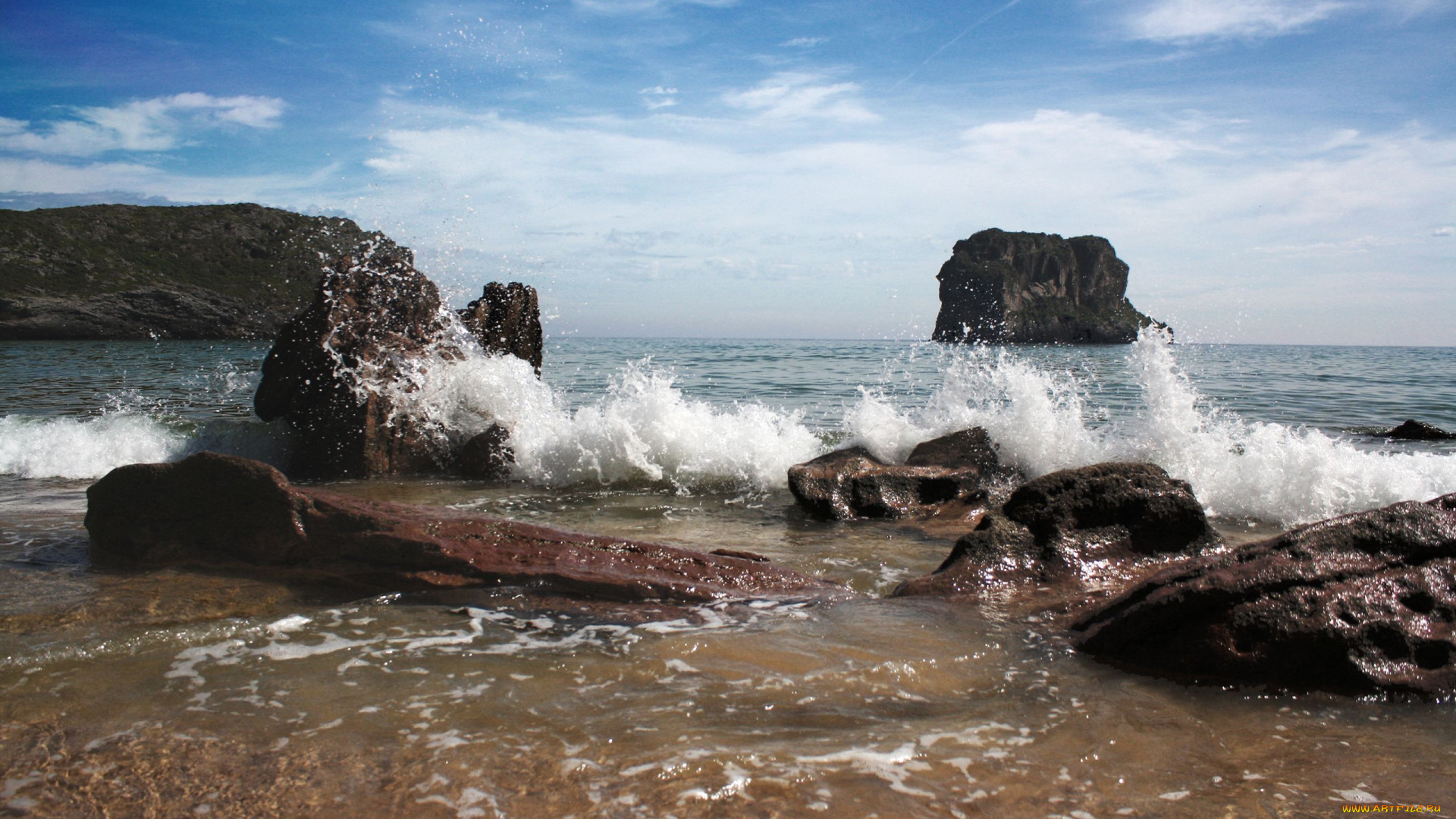 природа, побережье, скалы, море, камни