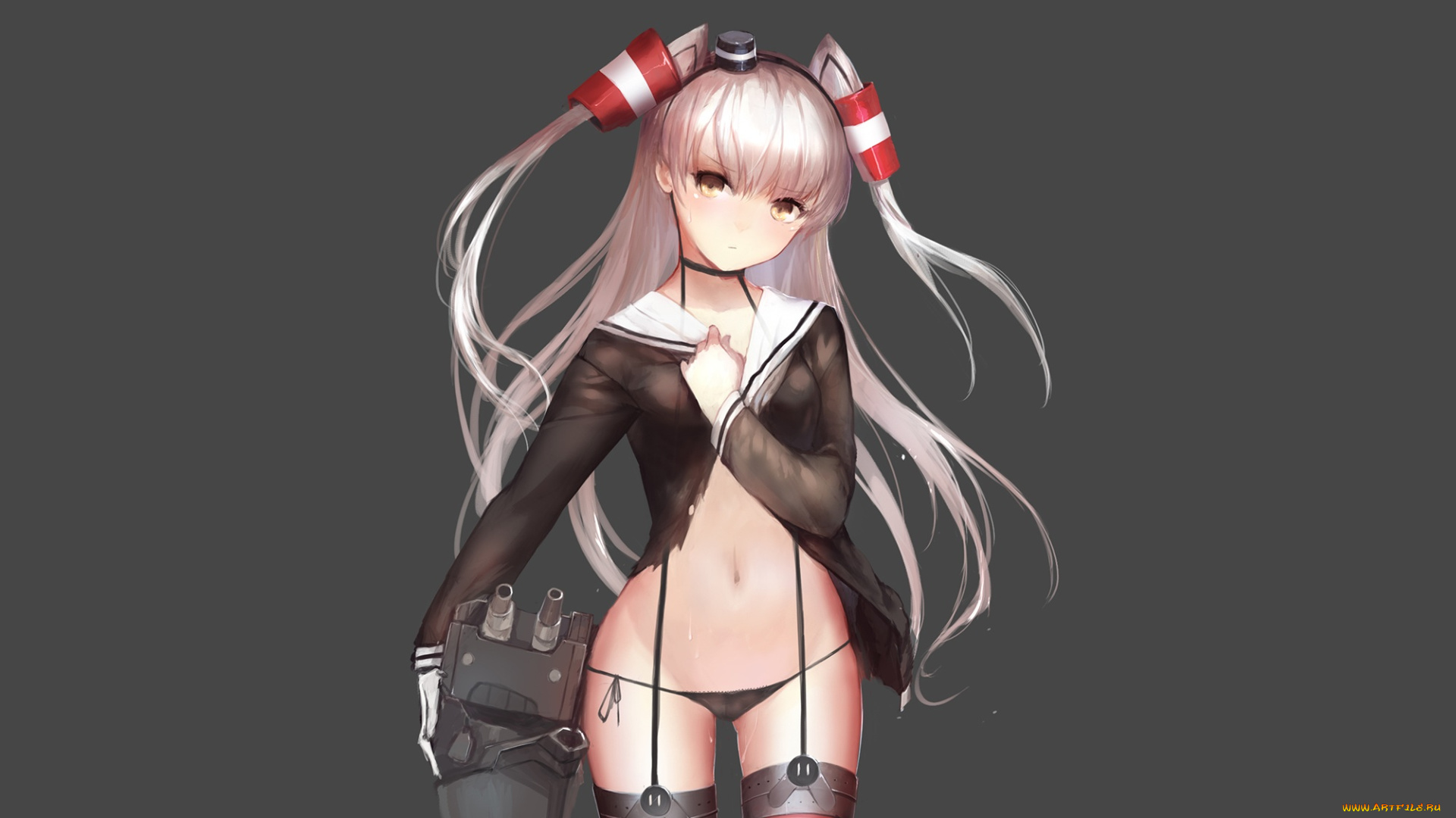 аниме, kantai, collection, взгляд, фон, робот, девушка