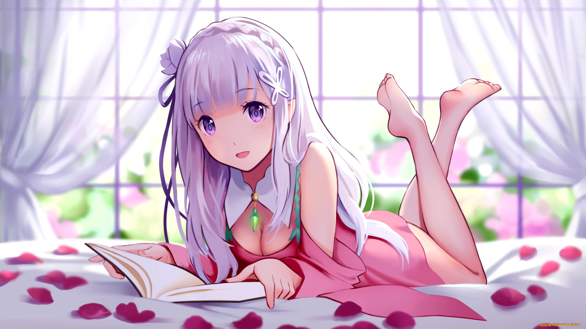 аниме, re, , zero, kara, hajimeru, isekai, seikatsu, фон, взгляд, девушка