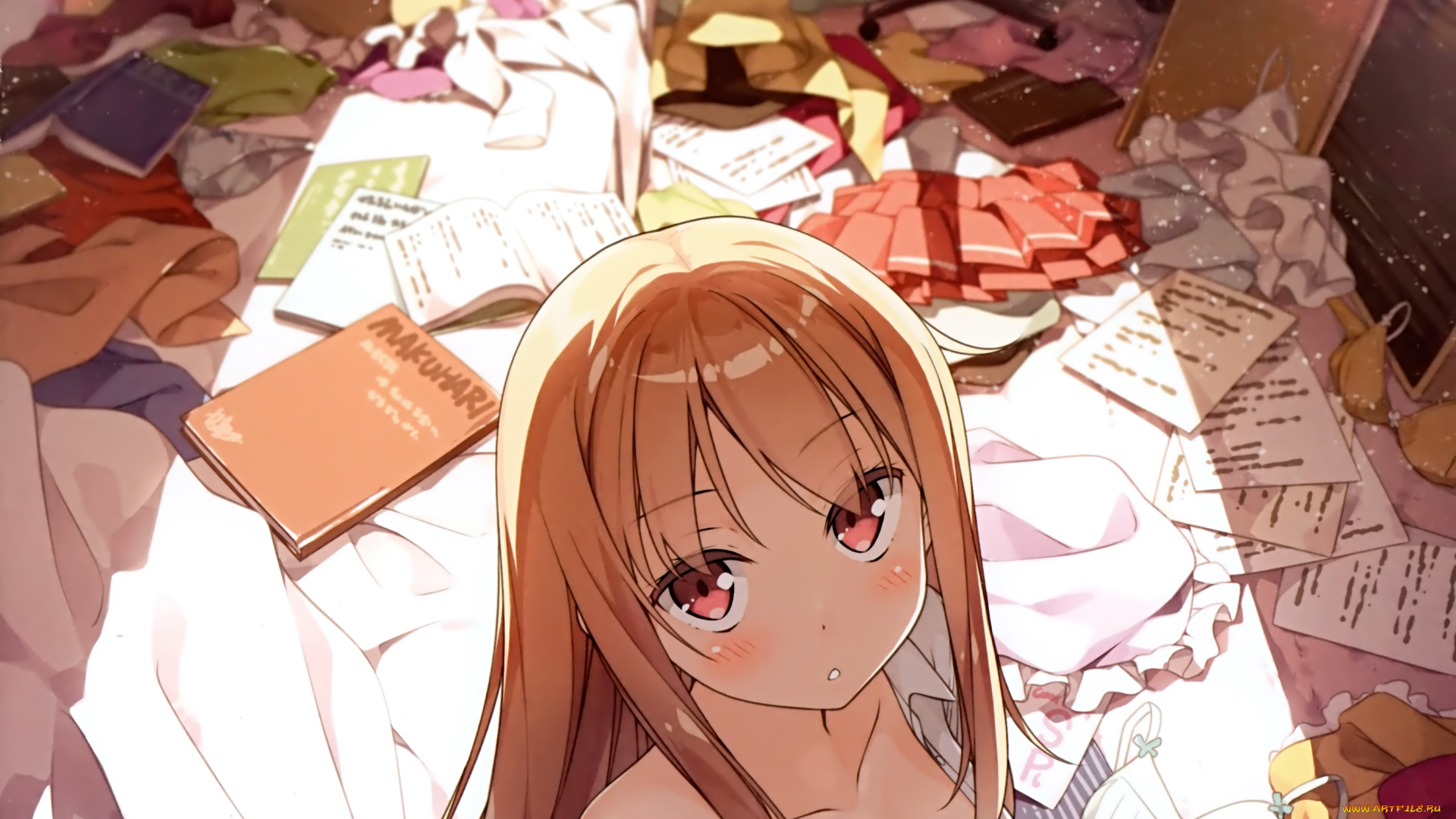 аниме, sakurasou, no, pet, na, kanojo, девушка, взгляд, фон