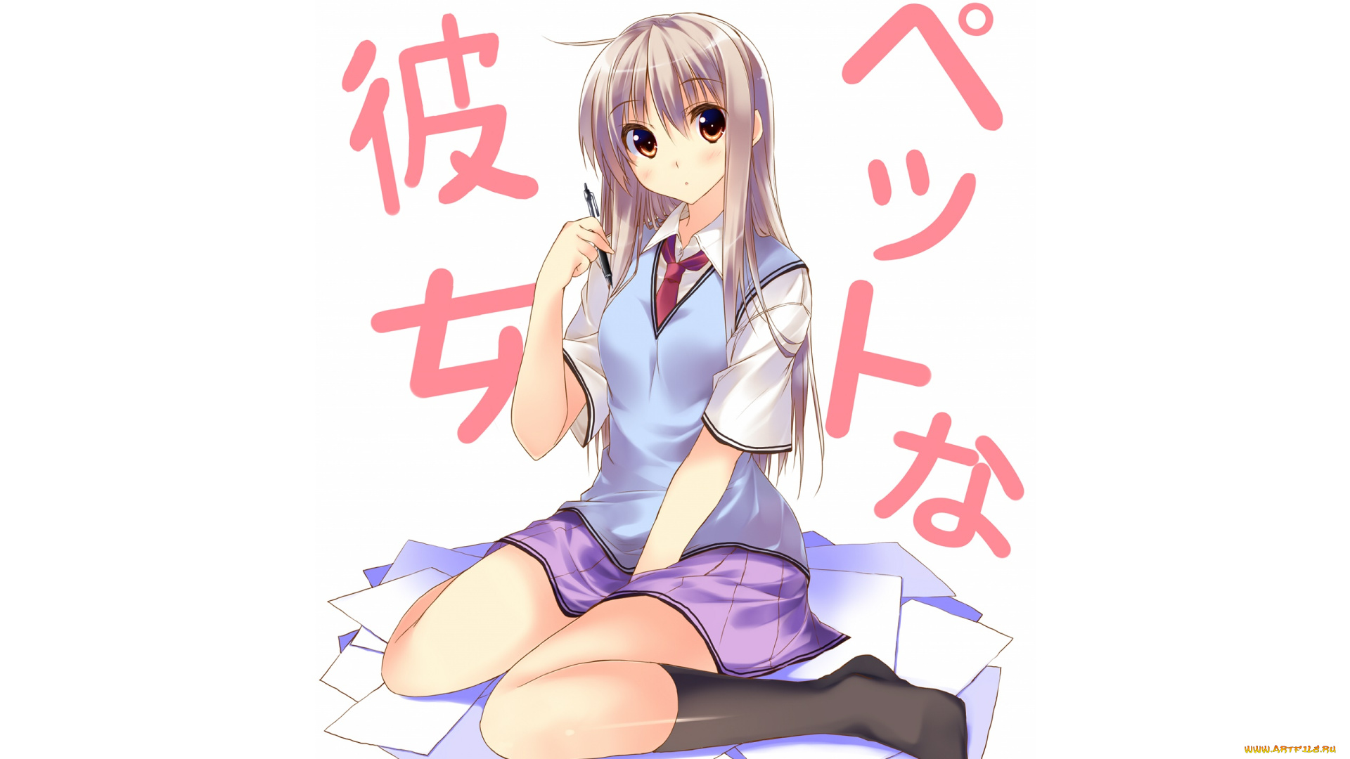 аниме, sakurasou, no, pet, na, kanojo, девушка, взгляд, фон