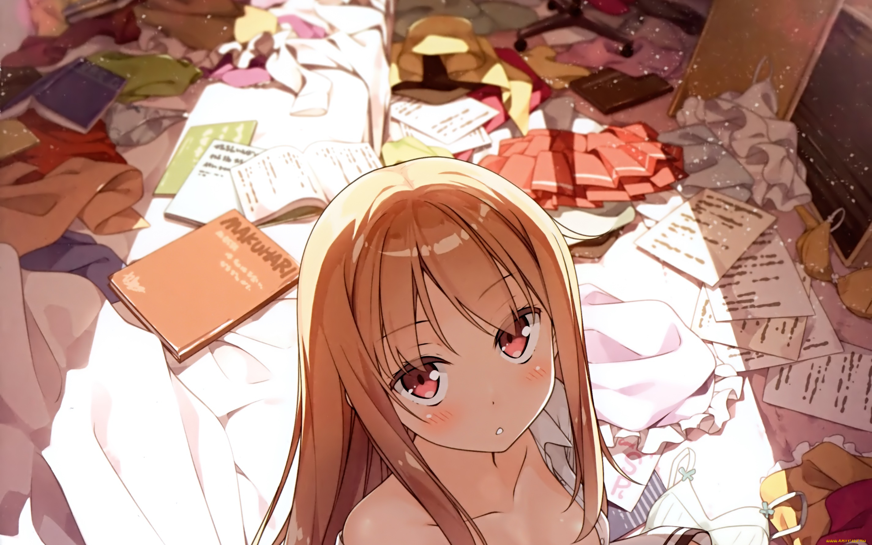 аниме, sakurasou, no, pet, na, kanojo, девушка, взгляд, фон