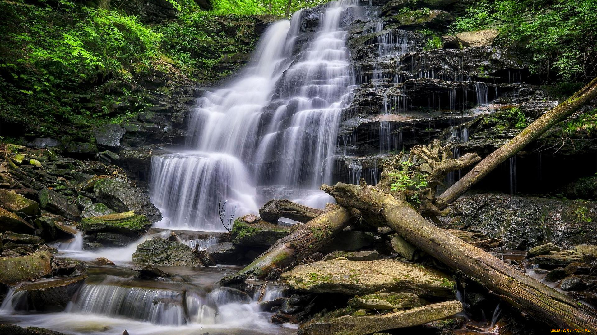 природа, водопады, риккетс, глен, стейт, pennsylvania, ricketts, glen, state, park