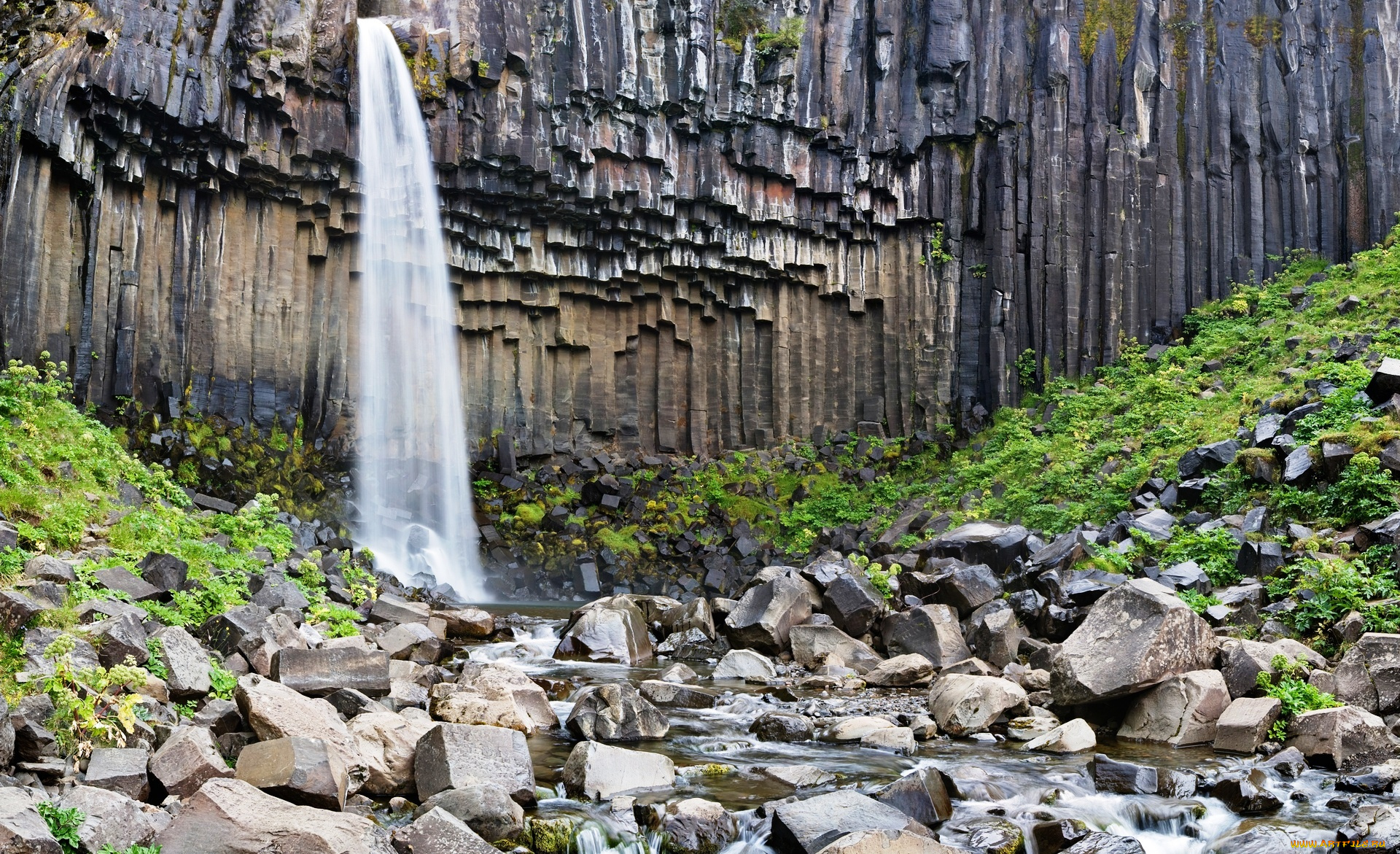 водопад, свартифосс, , исландия, природа, водопады, поток, камни, скалы