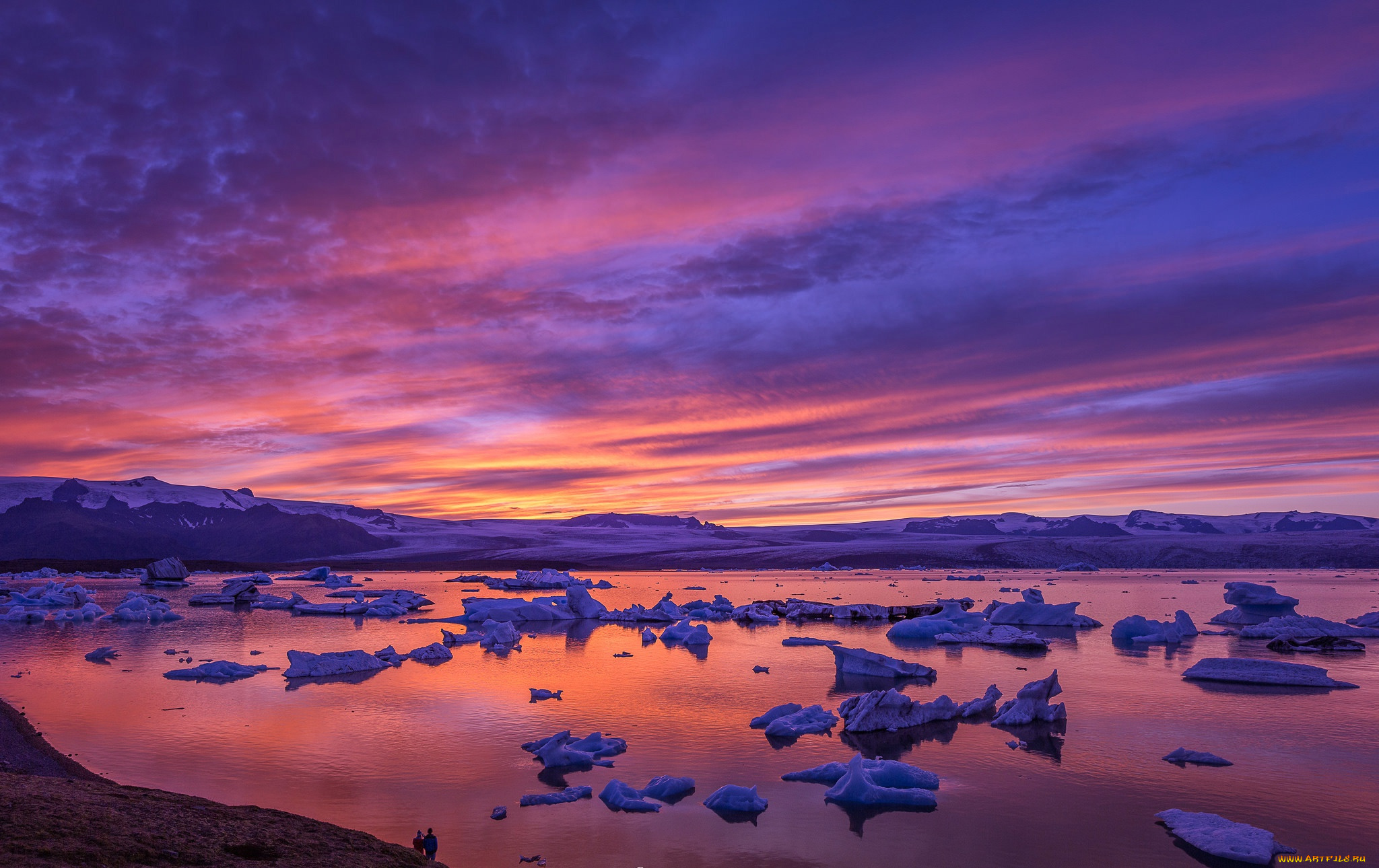 природа, восходы, закаты, зарево, море, исландия, лед