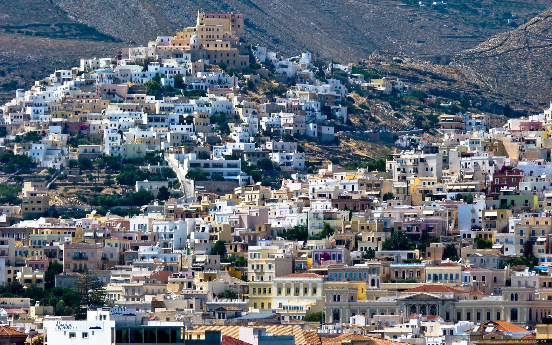 ermoupoli, greece, города, -, панорамы