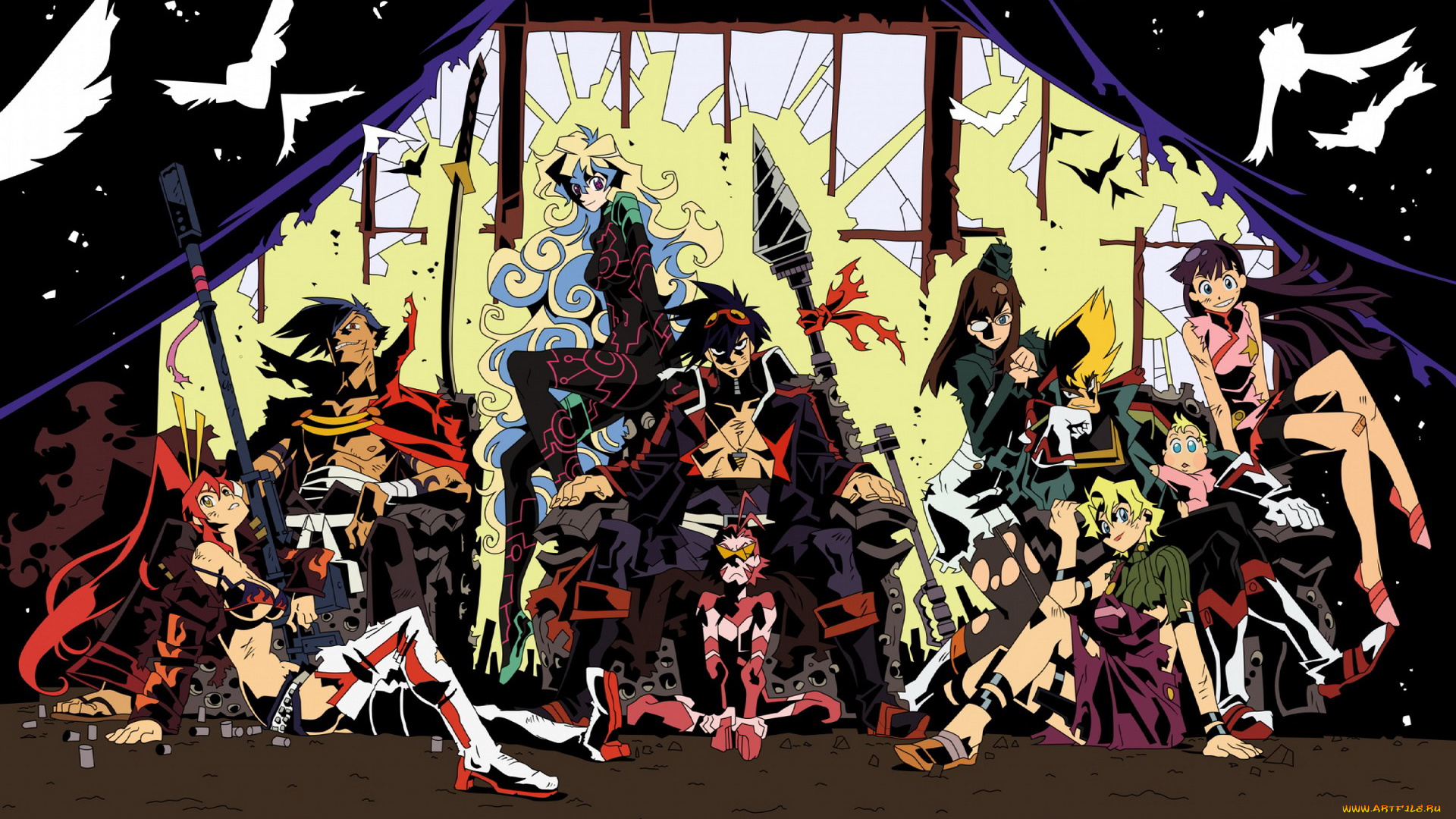 аниме, tengen, toppa, gurren, lagann, yoko, littner, nia, teppelin, simon, kamina, kittan, kiyal, kinon, kiyoh