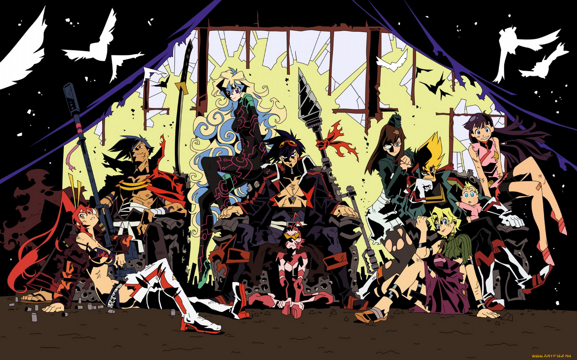 аниме, tengen, toppa, gurren, lagann, yoko, littner, nia, teppelin, simon, kamina, kittan, kiyal, kinon, kiyoh