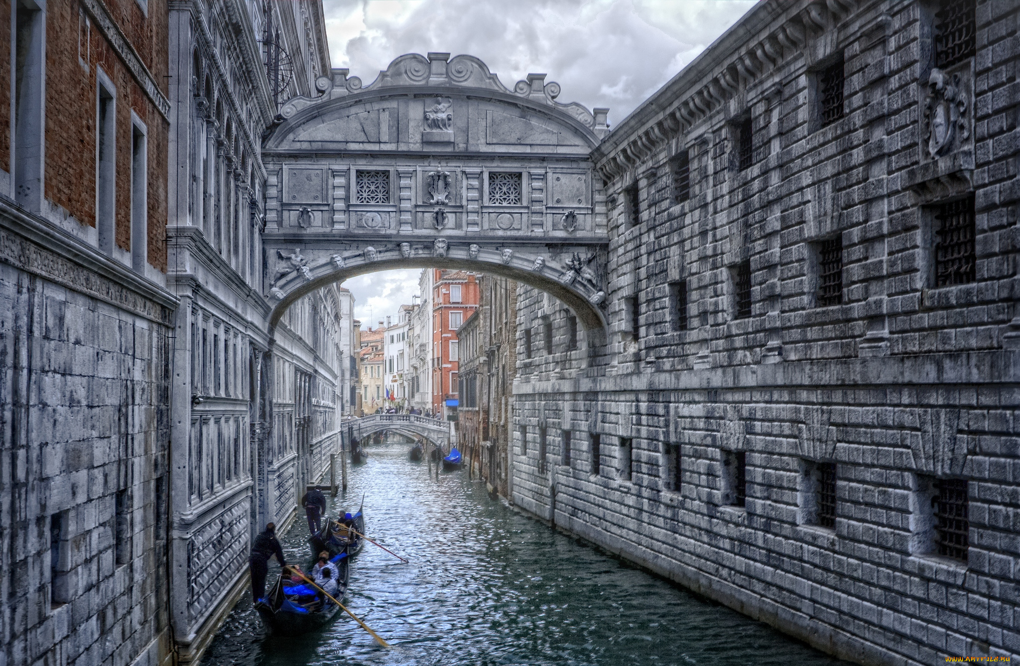 города, венеция, италия, канал, дома, мост, каменный