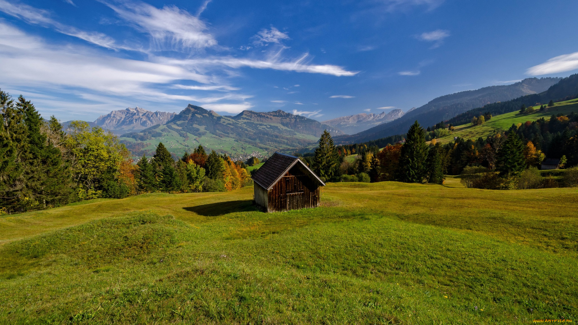 природа, пейзажи, тоггенбург, alps, alpstein, switzerland, toggenburg, хижина, луг, долина, горы, альпы, альпштайн, швейцария