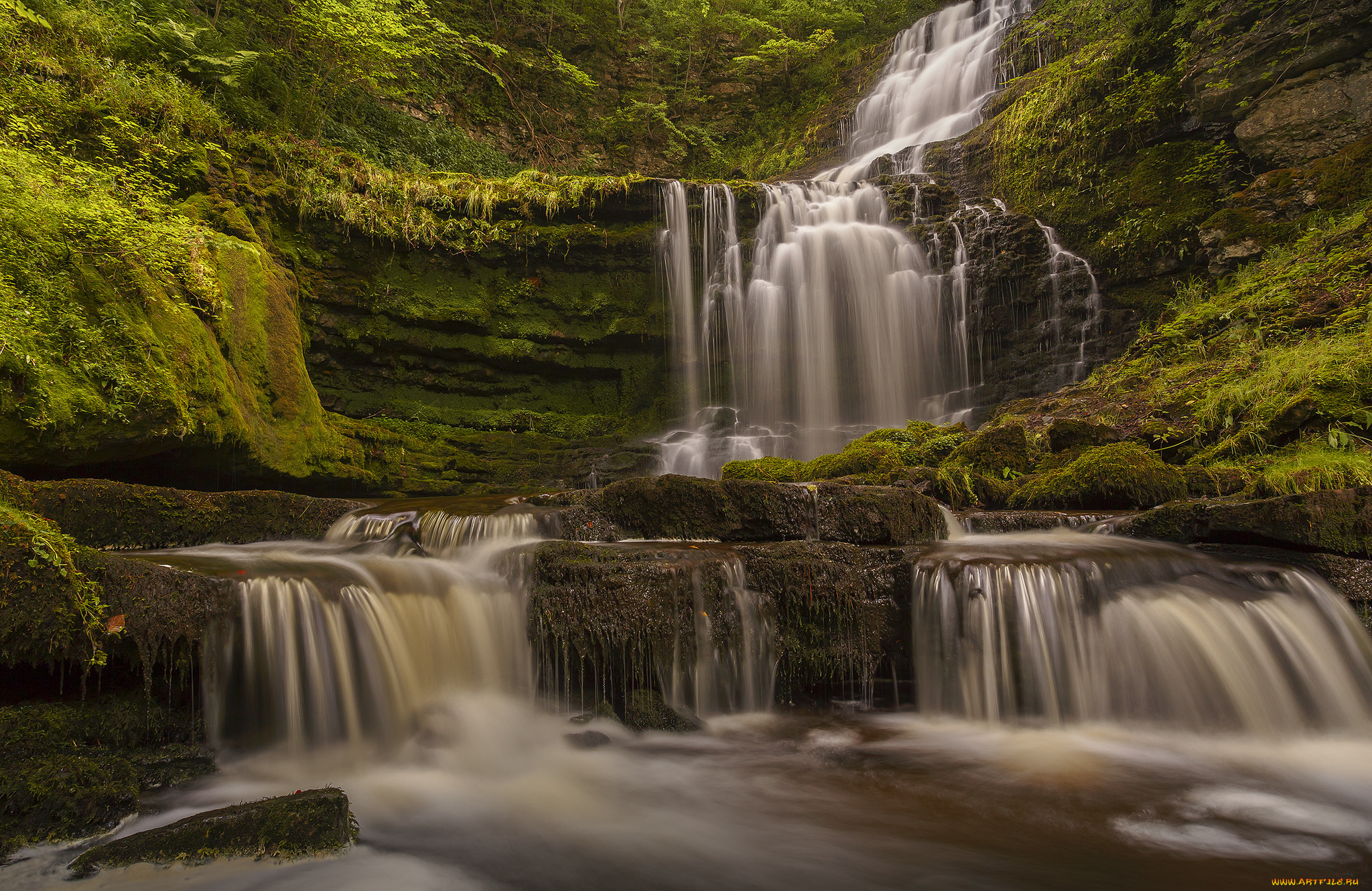 природа, водопады, scaleber, force, falls, yorkshire, dales, national, park, england, йоркшир-дейлс, англия, водопад, каскад