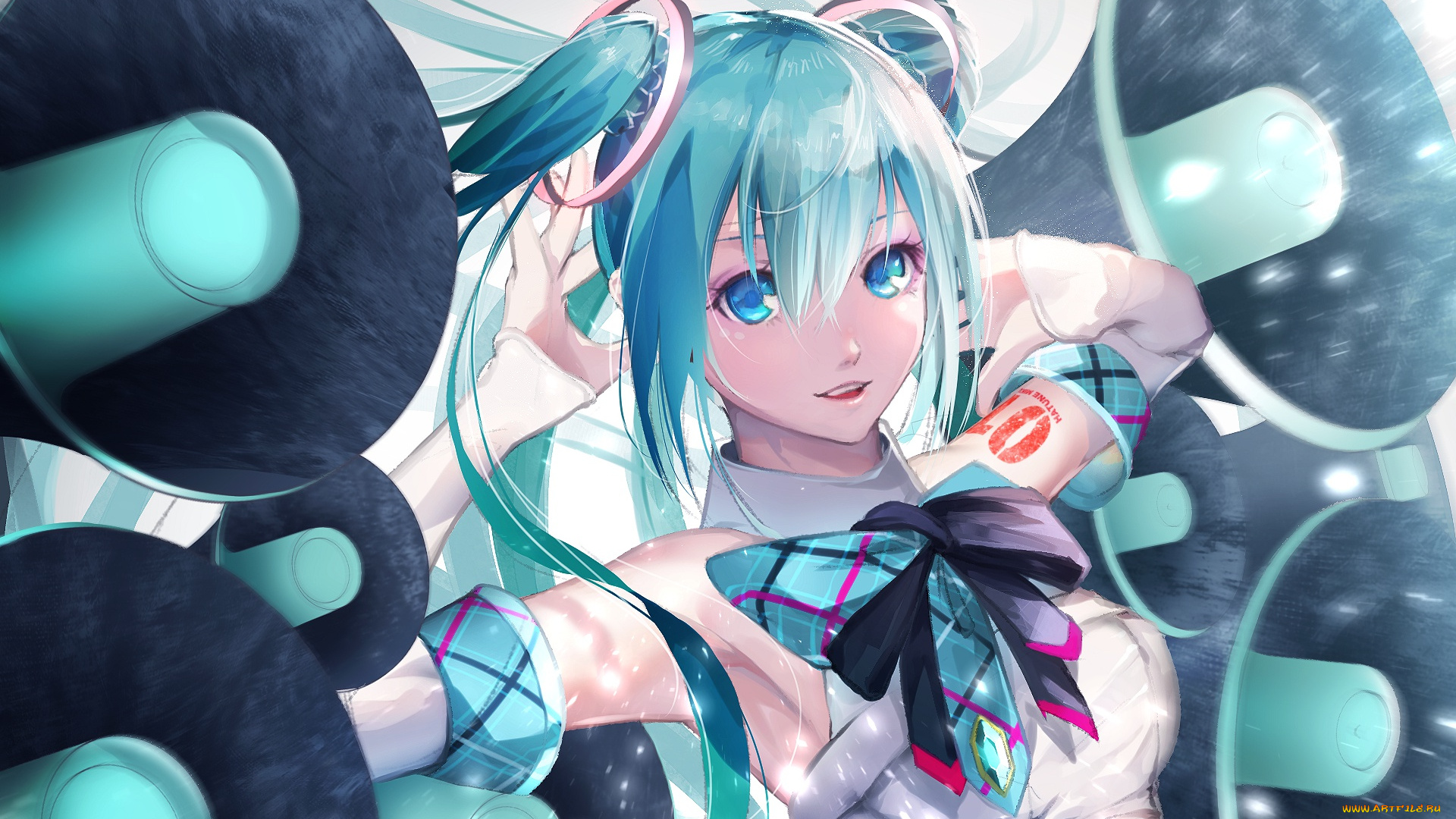 аниме, vocaloid, hatsune, miku, smile