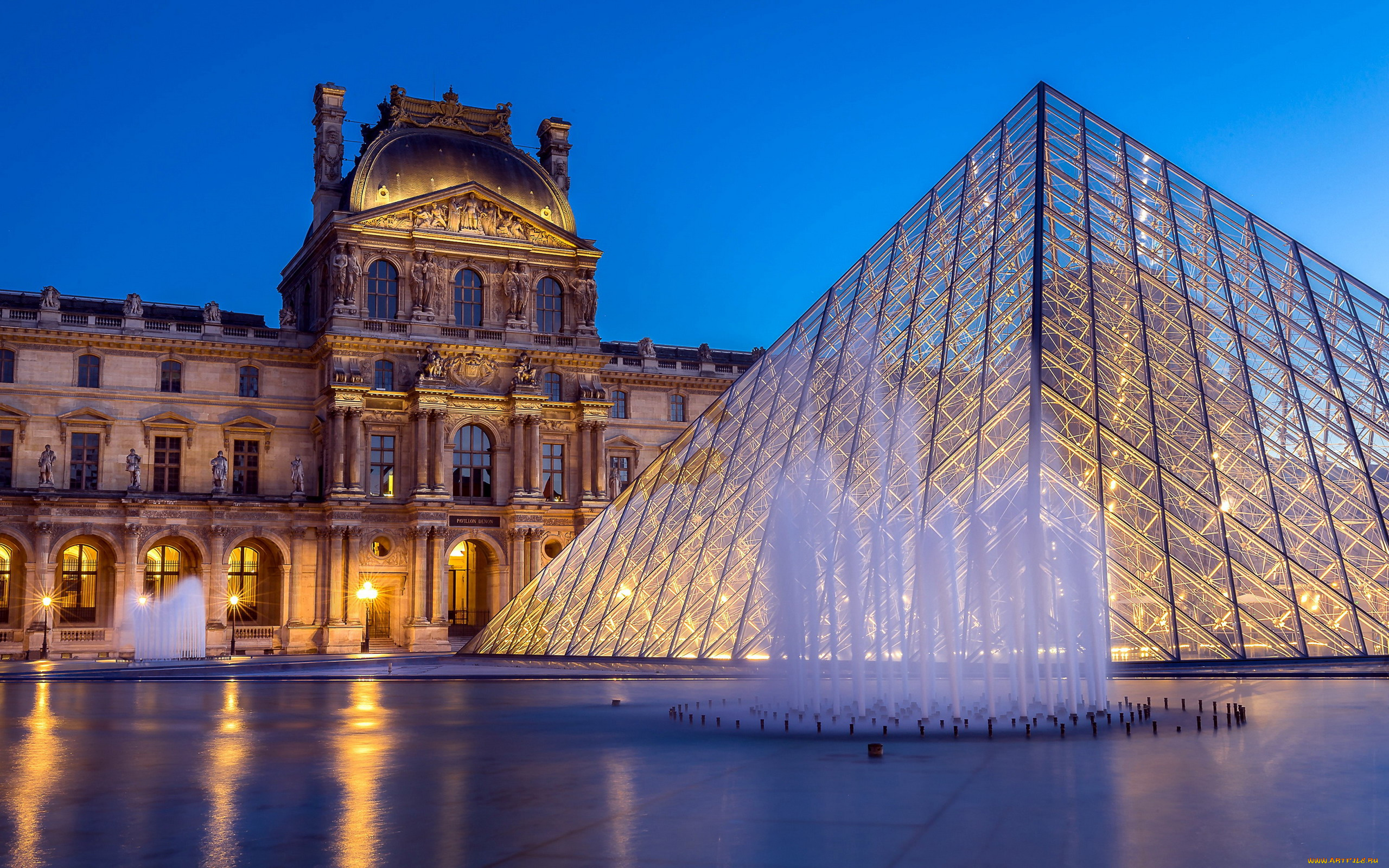 louvre, города, париж, , франция, фонтан