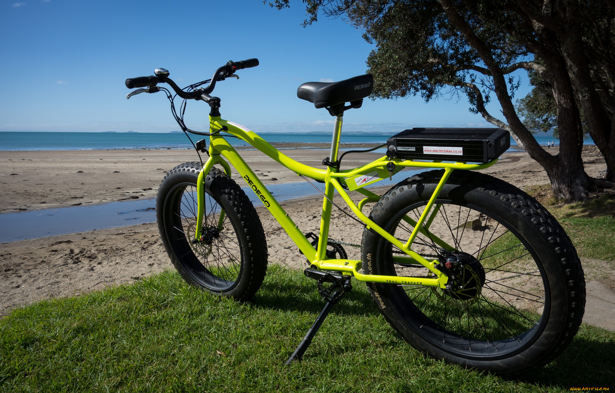 техника, велосипеды, велосипед, лужайка, пляж, океан